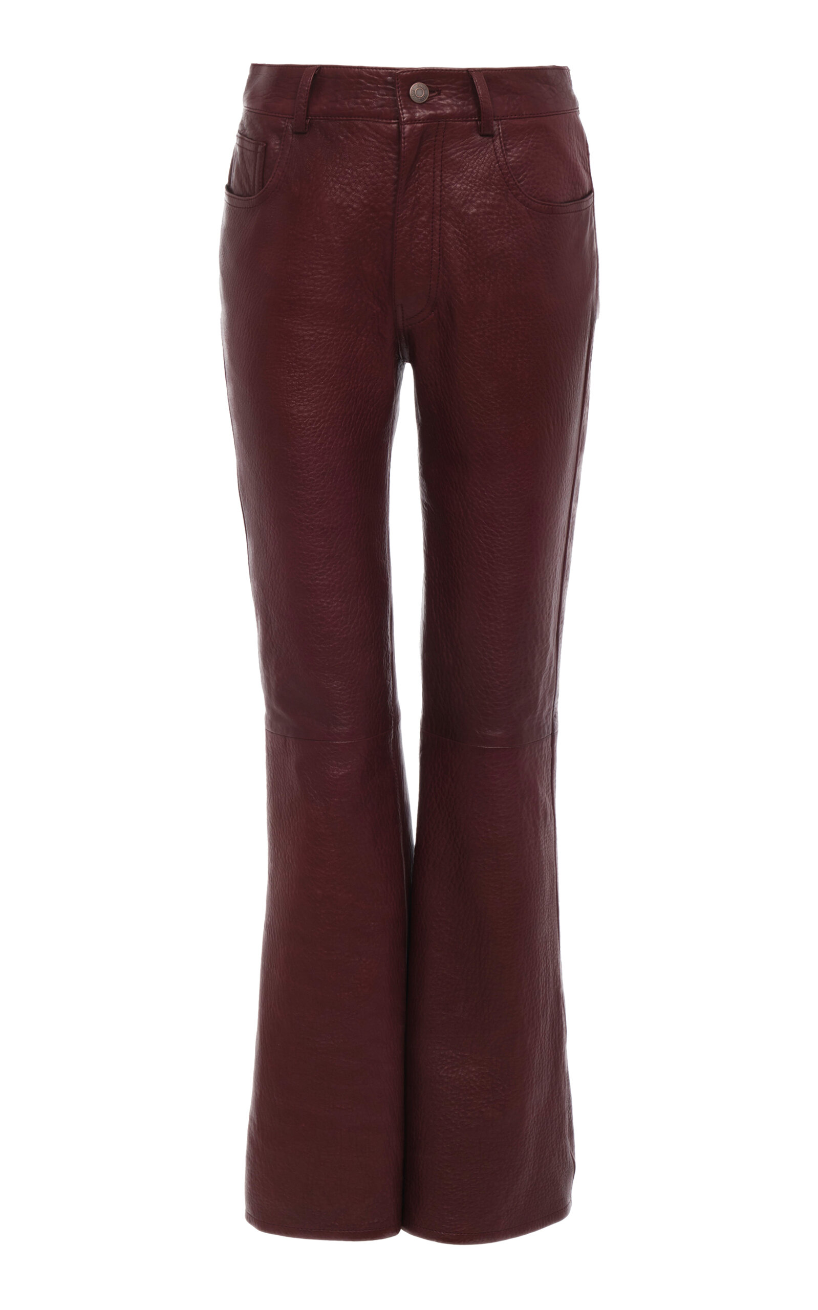 Chloé Flared Trousers In Leather In Burgundy
