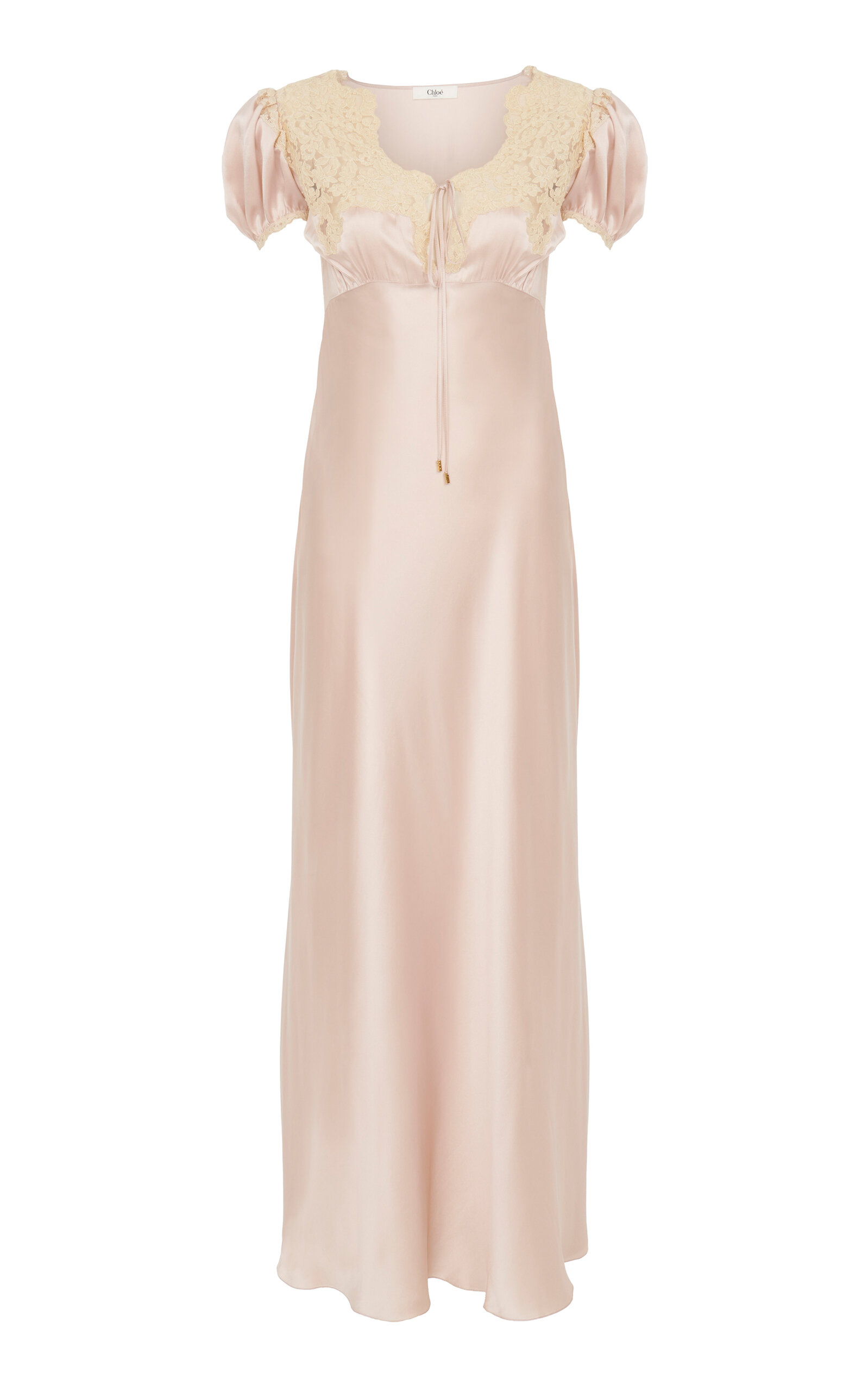 Chloé Lace-Trimmed Silk Satin Maxi Dress