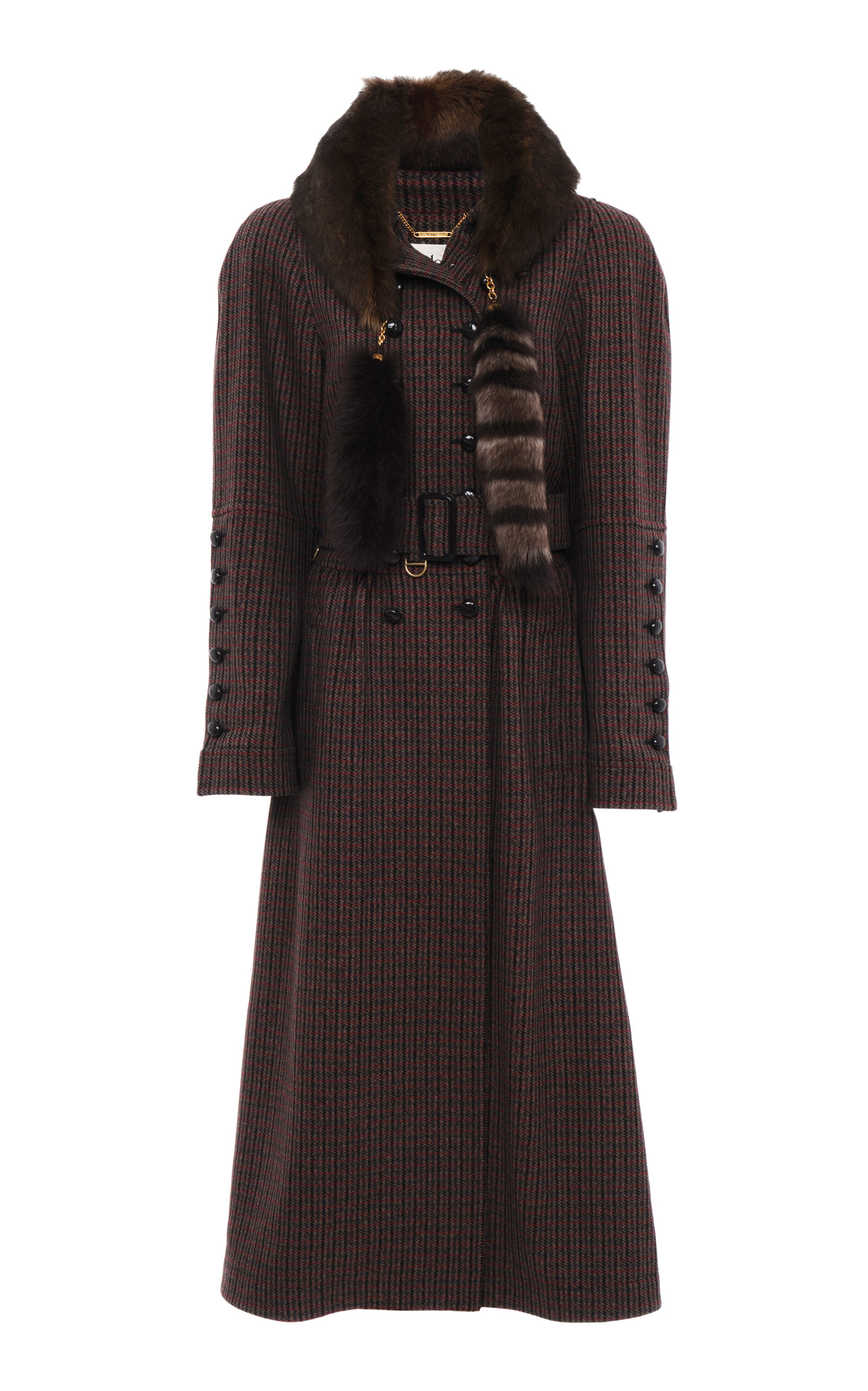 Chloé Wool Houndstooth Riding Coat