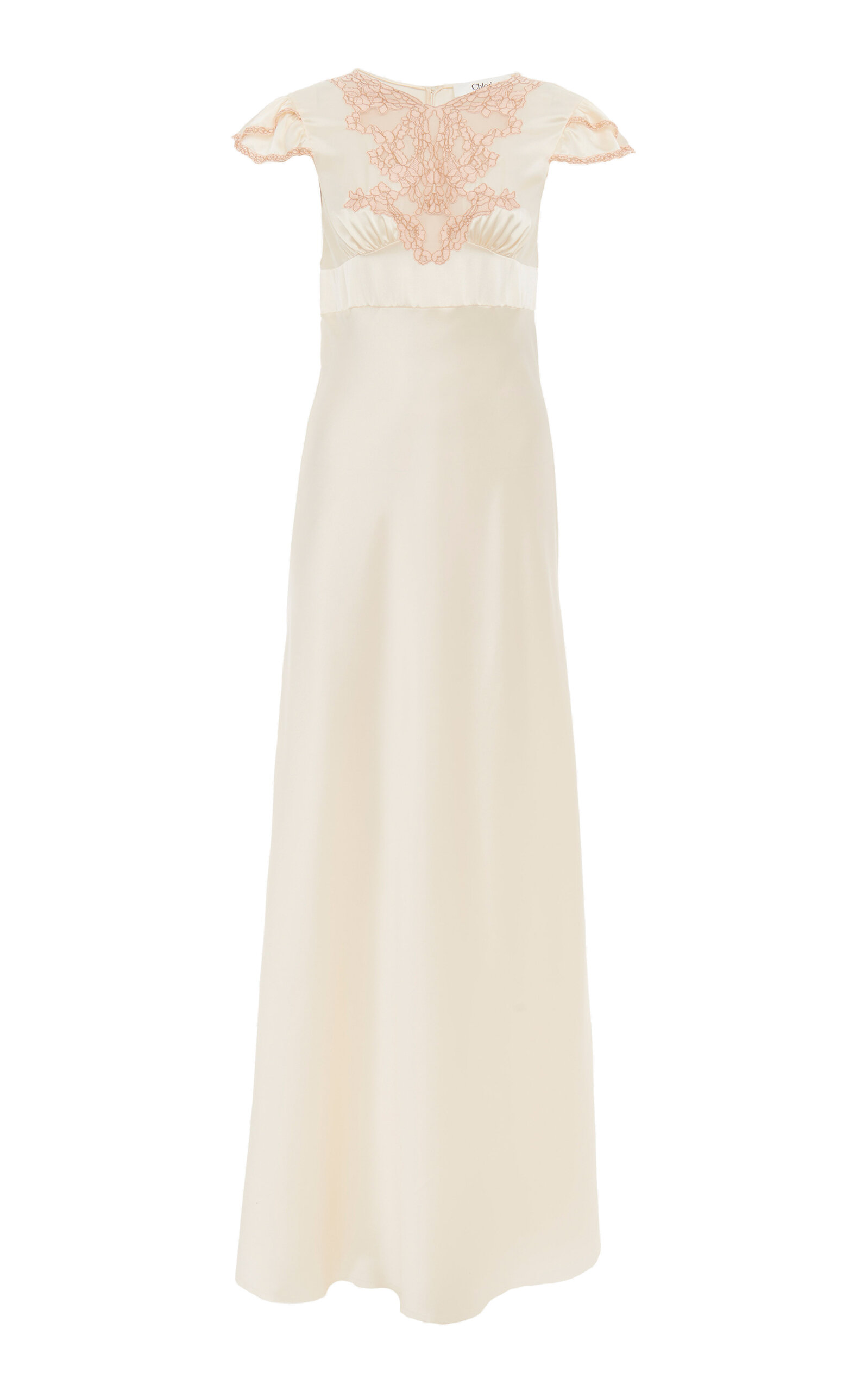 Chloé Lace-trimmed Silk Satin Maxi Dress In White