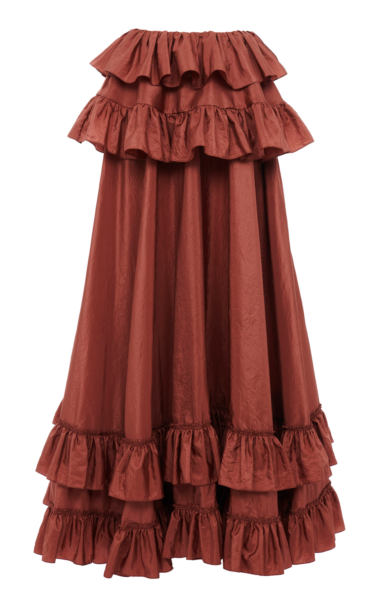 Chloé Ruffled Tiered Silk-taffeta Maxi Skirt In Pink