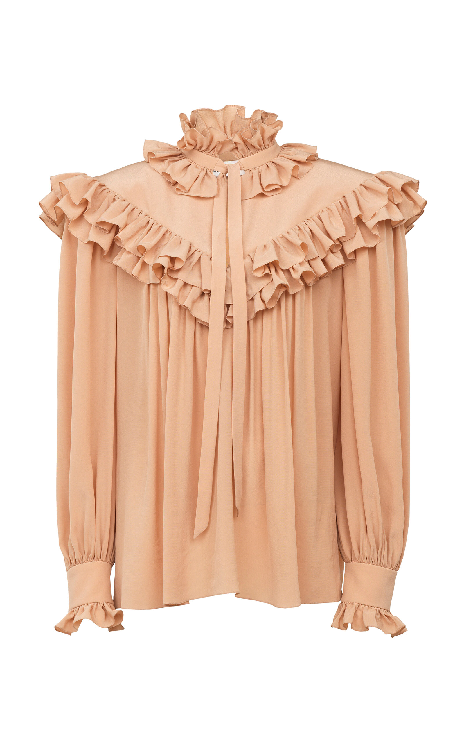 Chloé Oversized Ruffled Crepe De Chine Top
