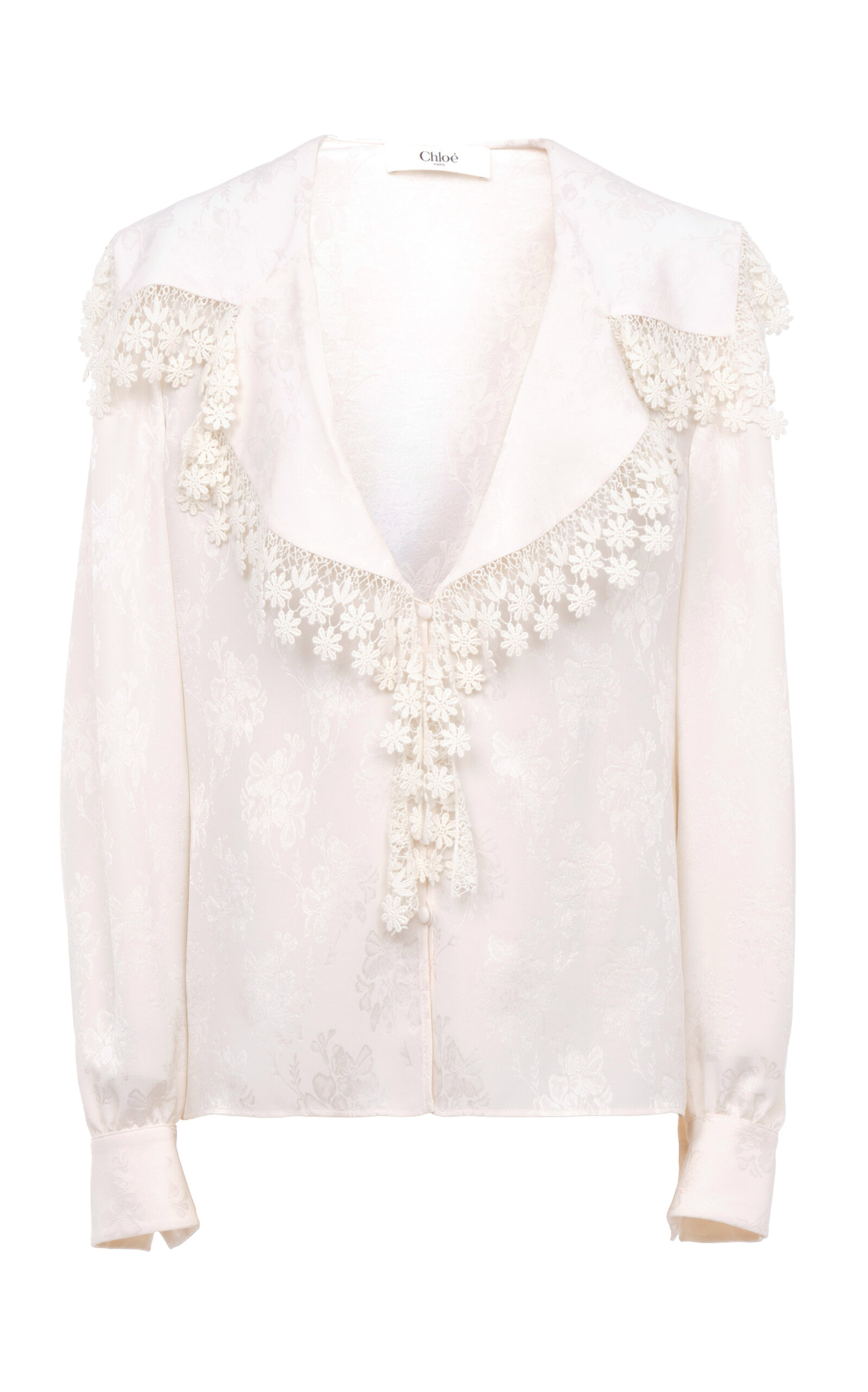 Chloé Ruffled Organic Silk-Jacquard Top
