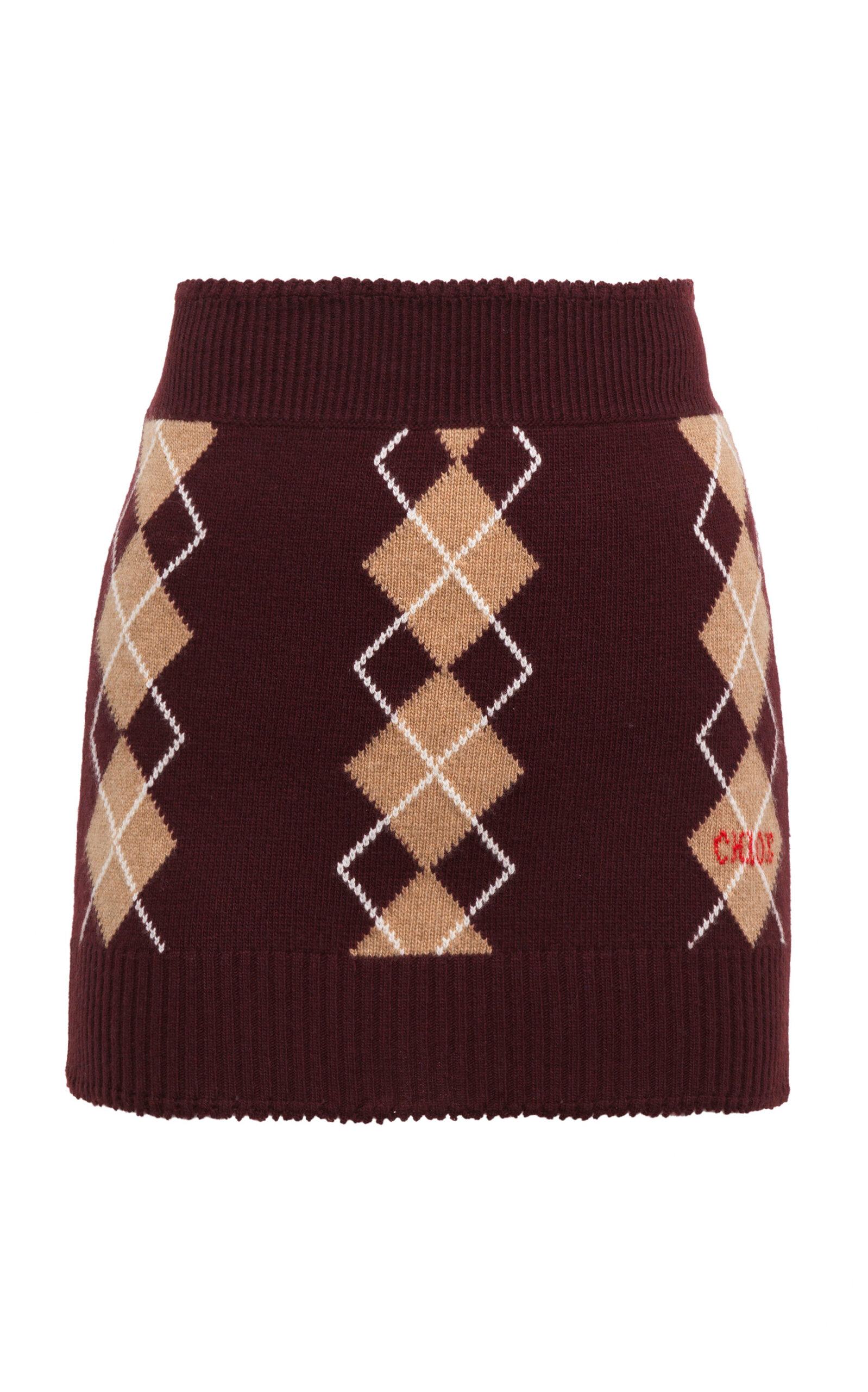 Chloé Argyle Wool-Cashmere Mini Skirt