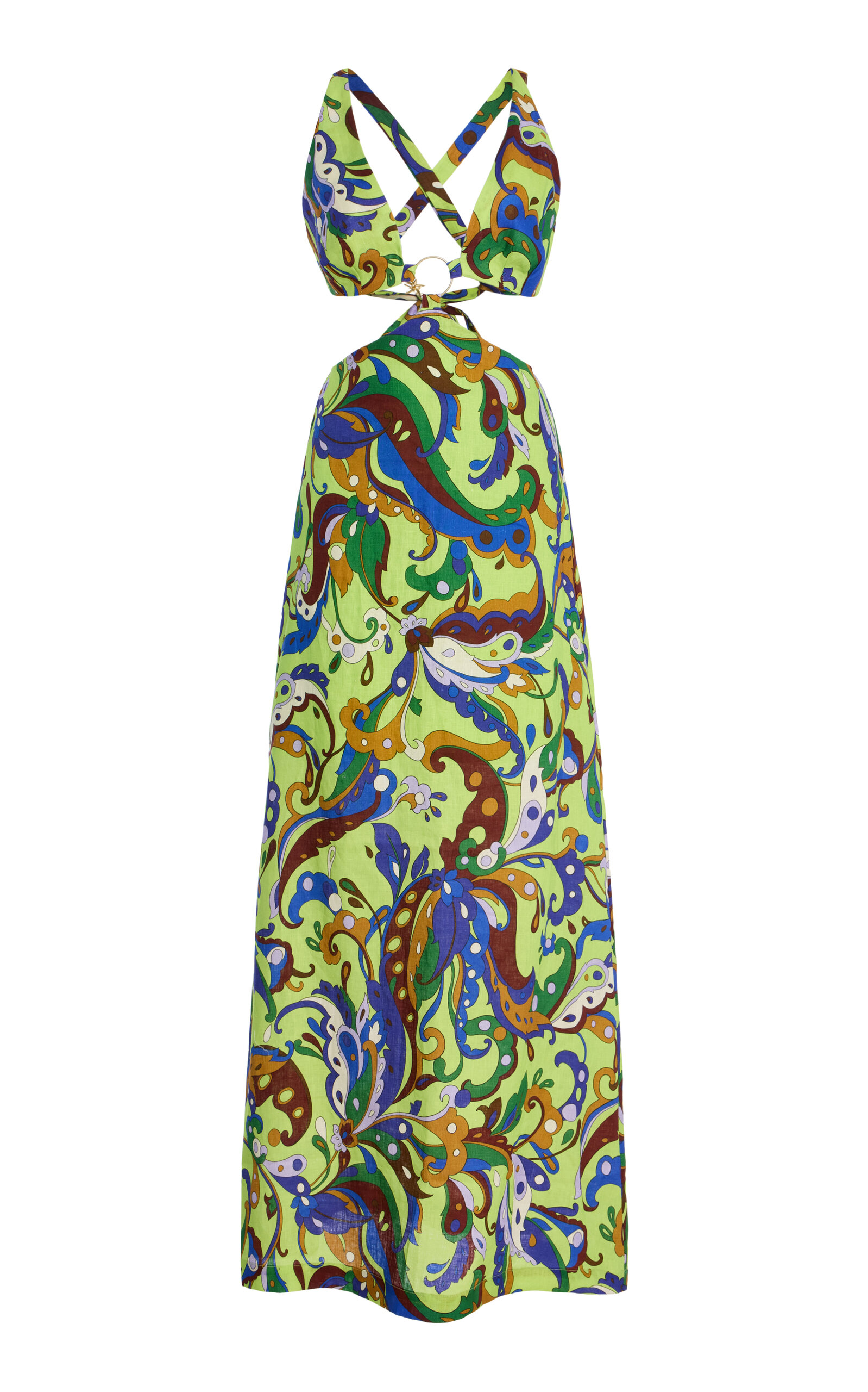 ALÉMAIS Yvette Cutout Linen Midi Dress