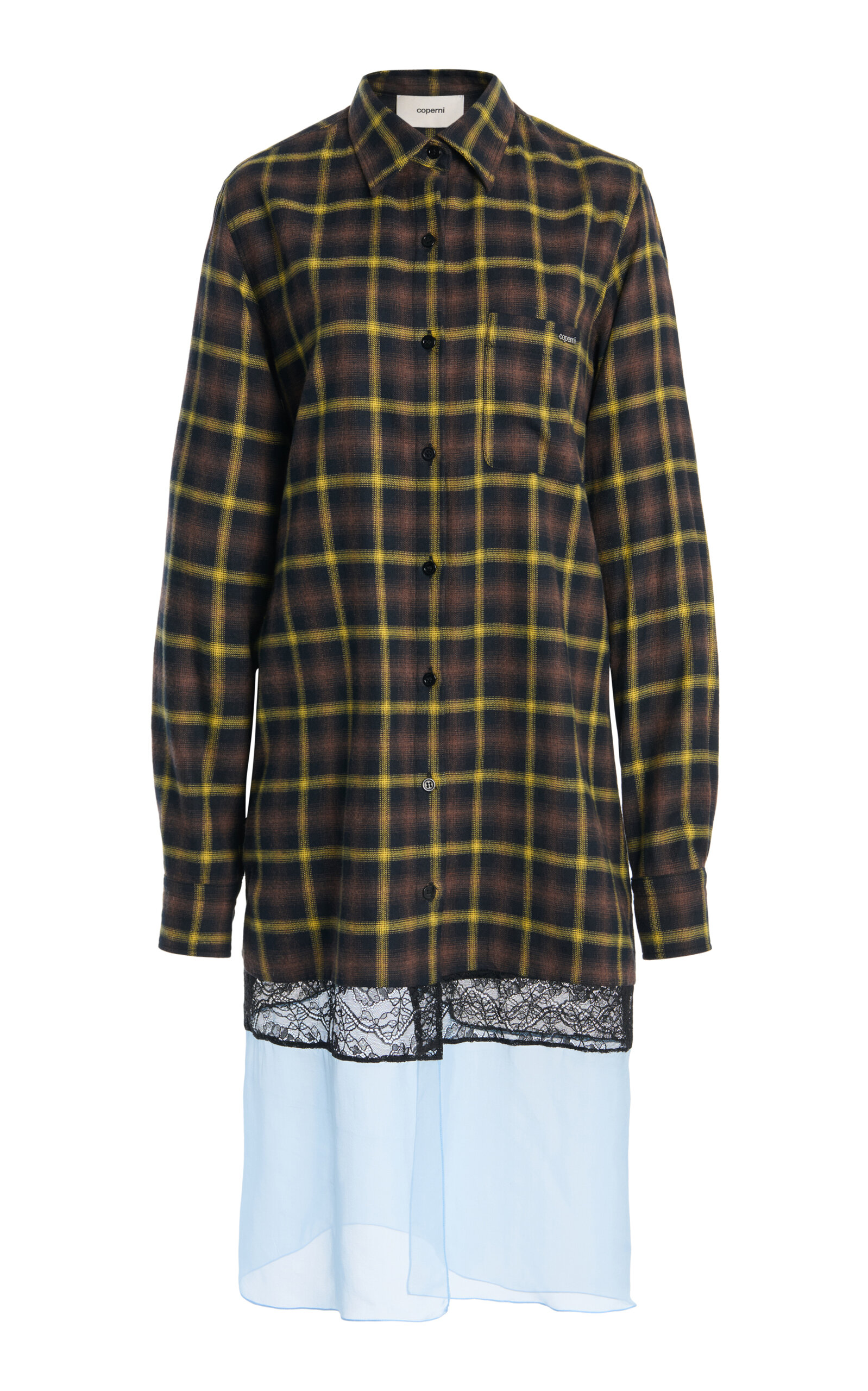 Coperni Multi Layer Shirt Cotton-silk Dress In Multi