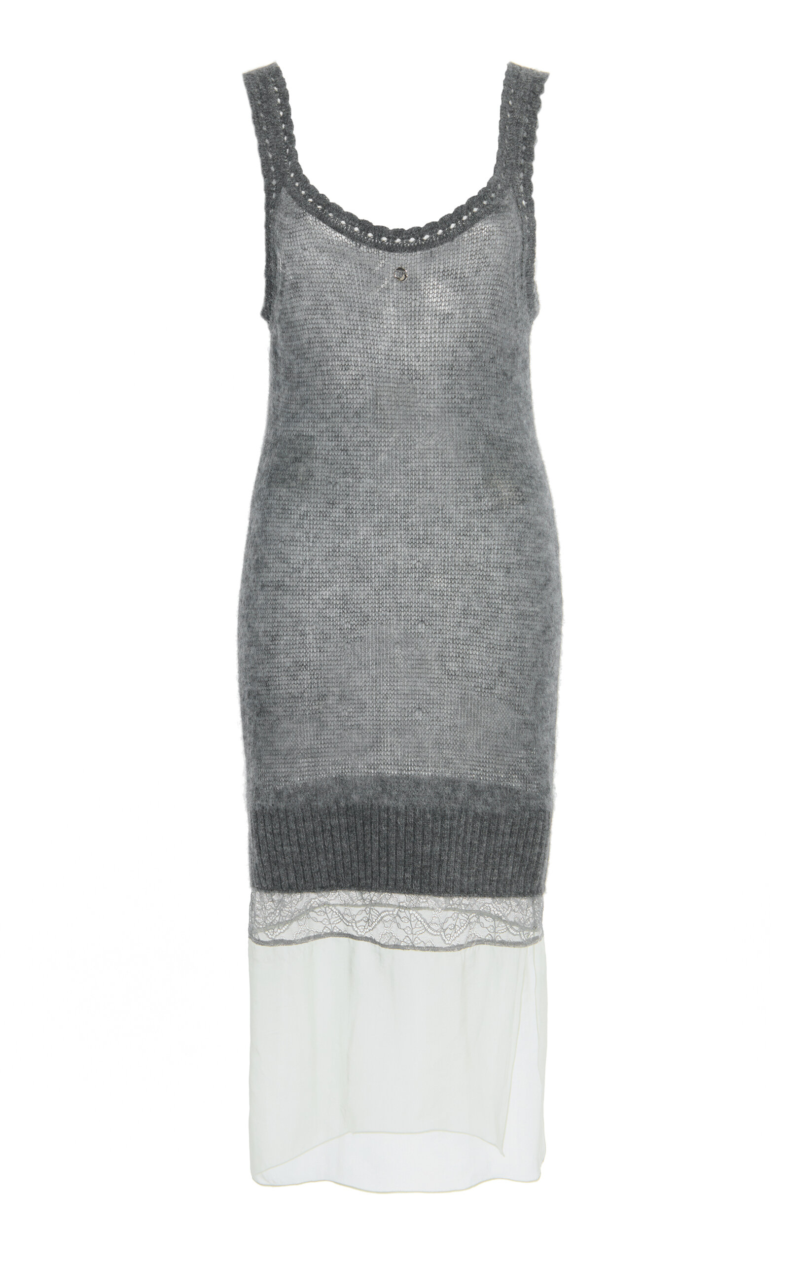 Coperni Multi Layer Knit Slip Wool Blend Dress - Grey - XL