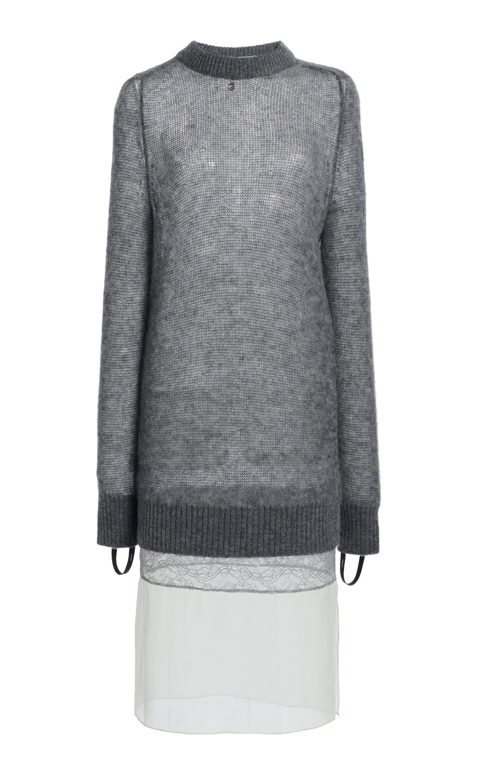 Coperni Multi Layer Pullover Wool Dress In Grey