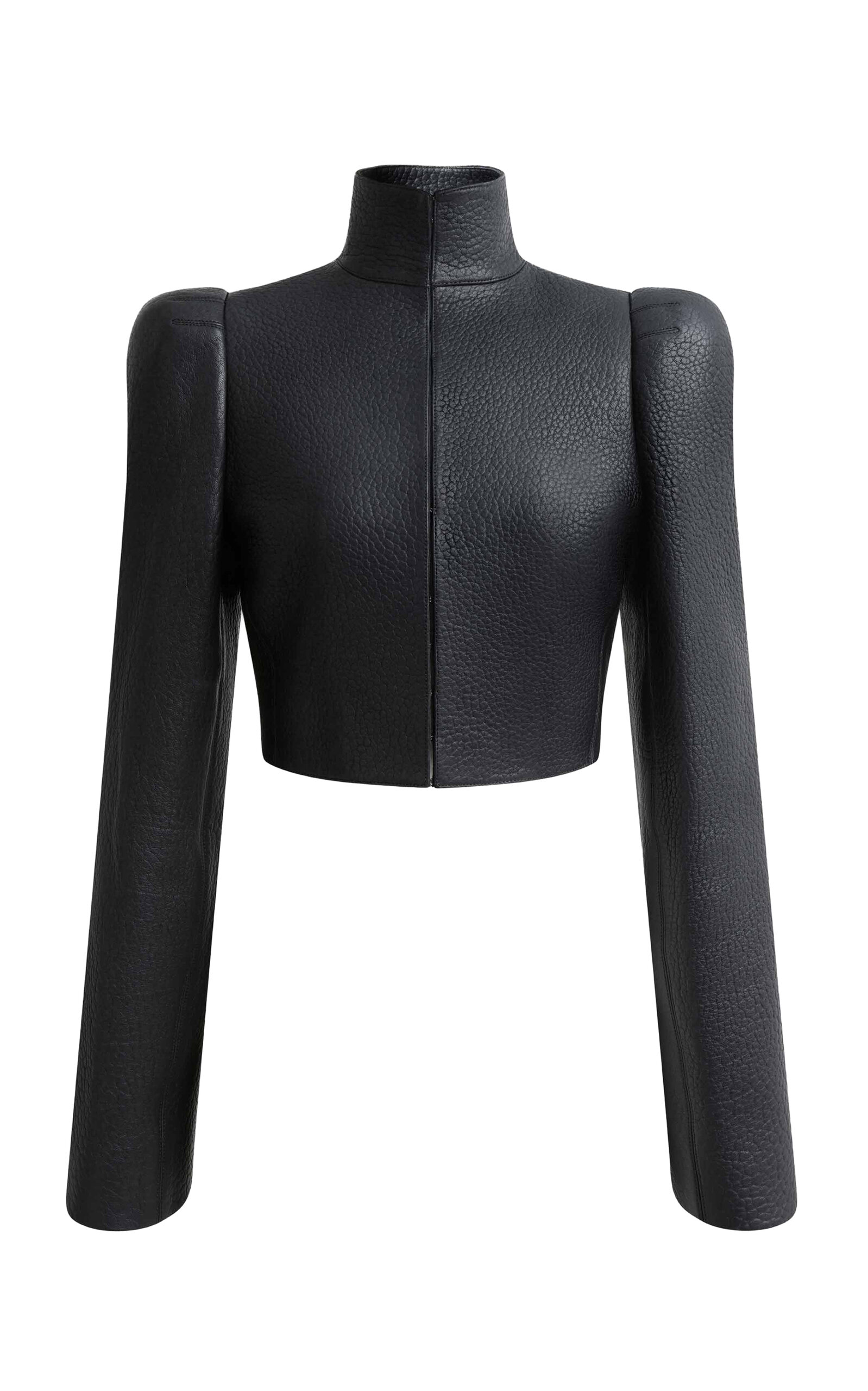 ALAÏA High-Neck Leather Jacket - Women's Clothing