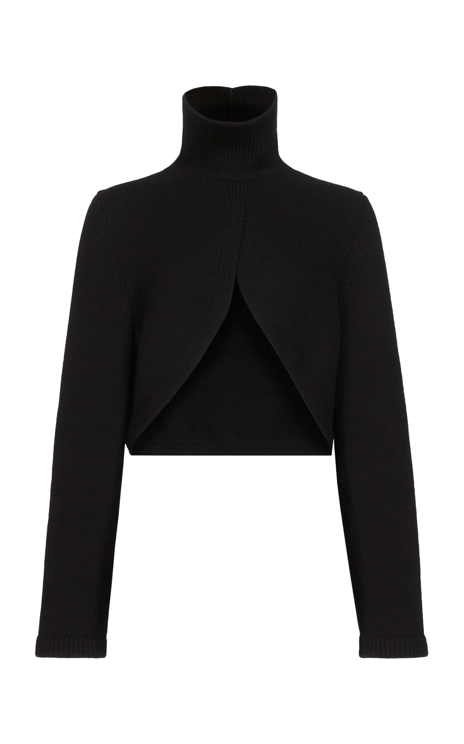 Alaïa Cropped Turtleneck Long Sleeve Knitwear In Black