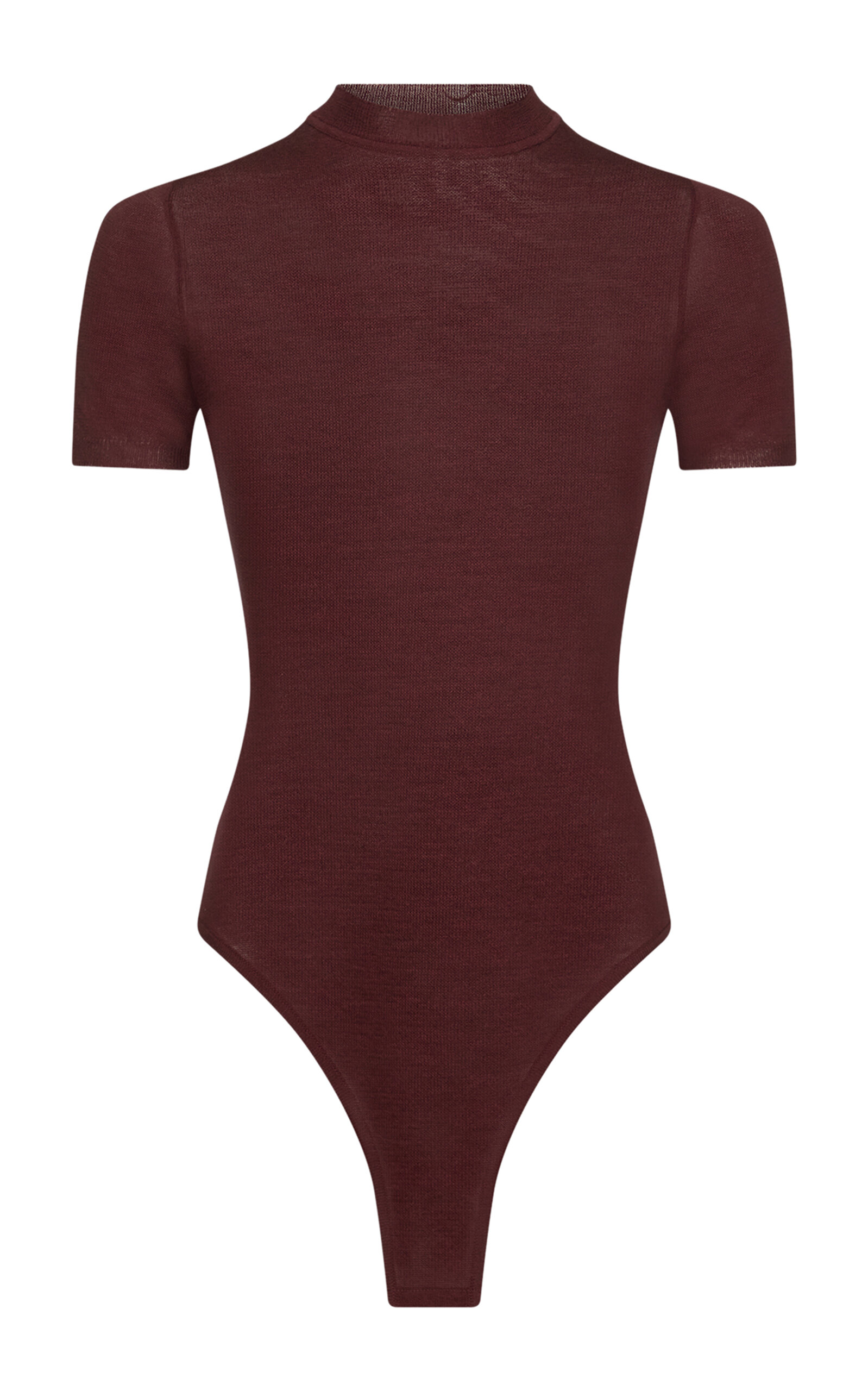 Alaïa Wool-blend Knit Bodysuit In Burgundy