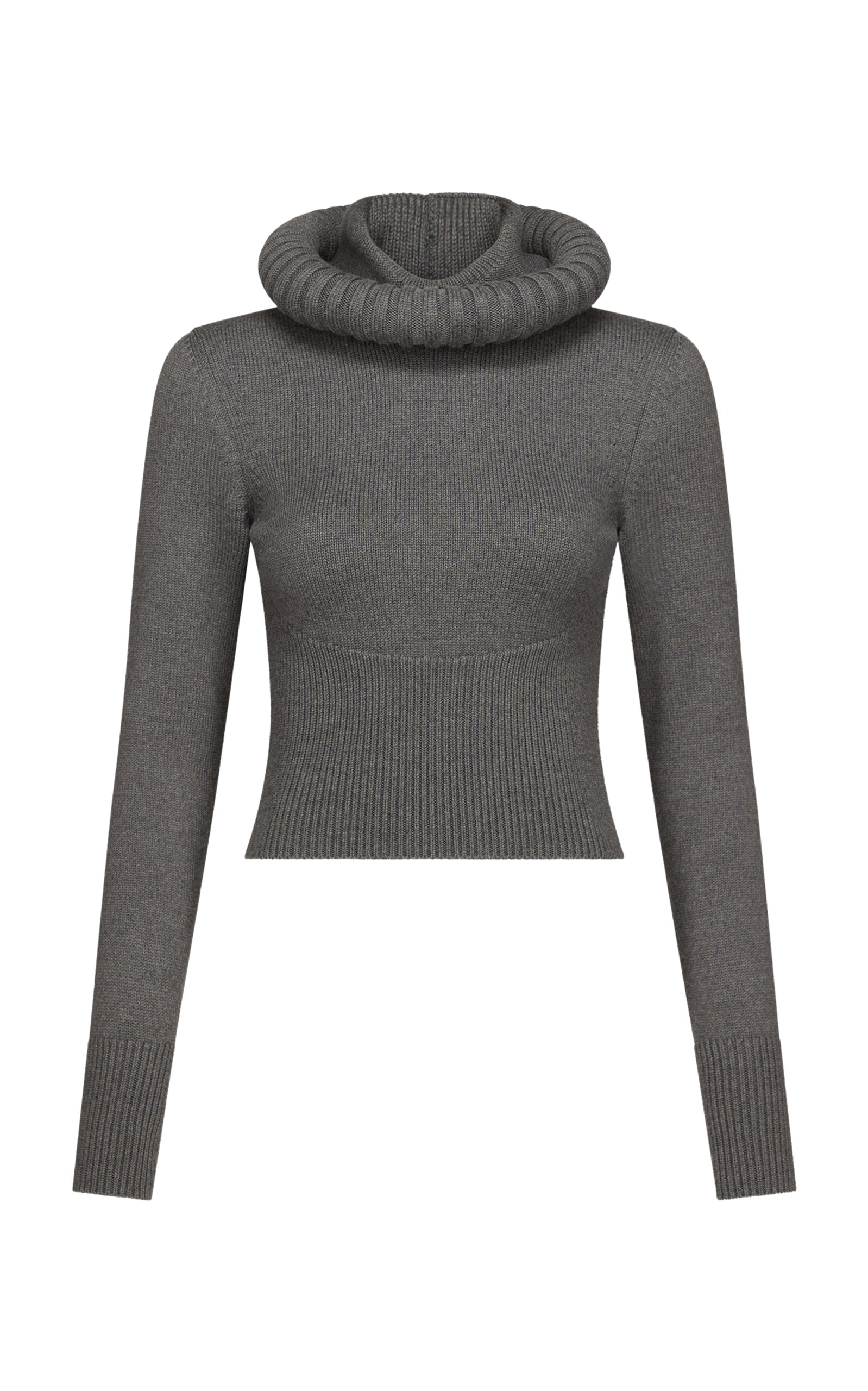 Alaïa Hooded Virgin Wool Sweater In Gray