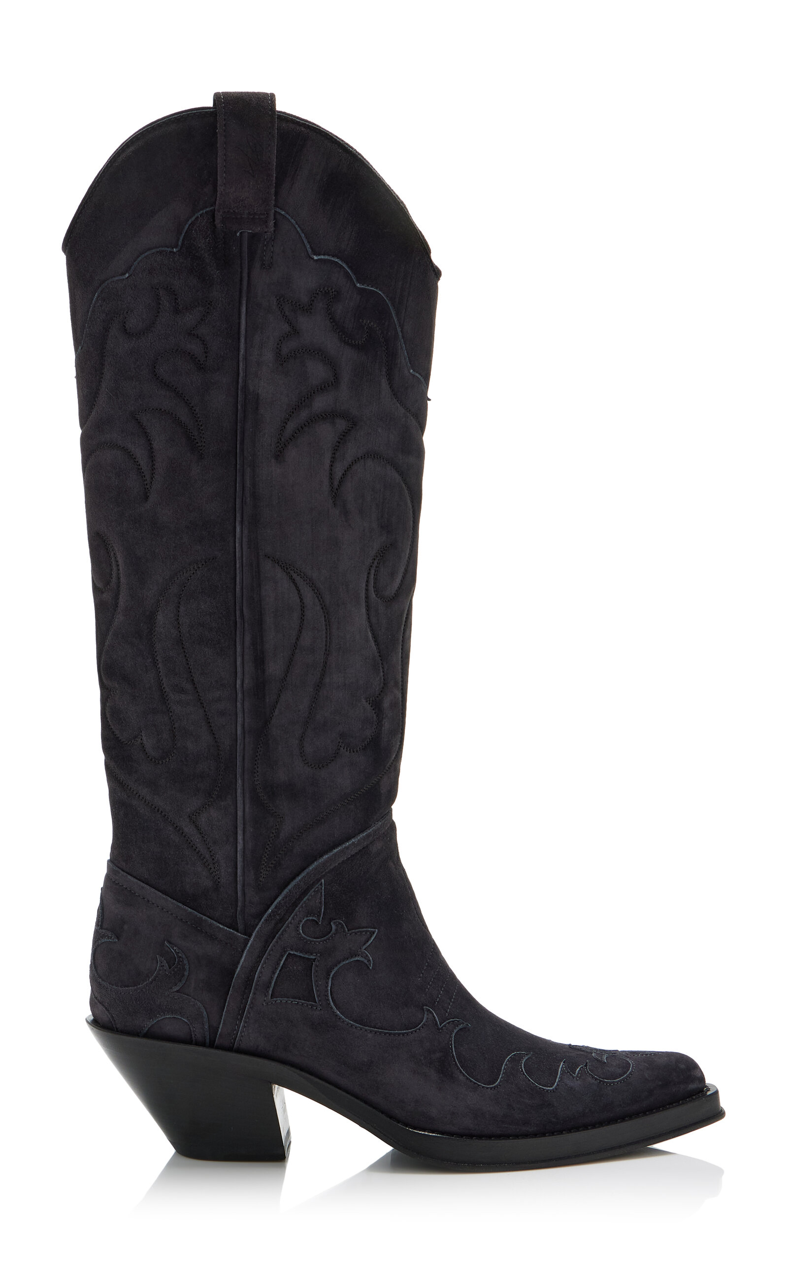 Gabriela Hearst Capitana Suede Western Boots In Black