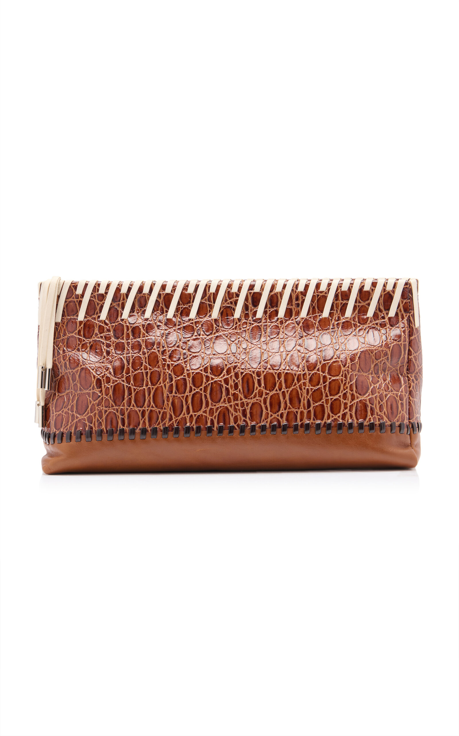 Croc-Embossed Leather Pouch
