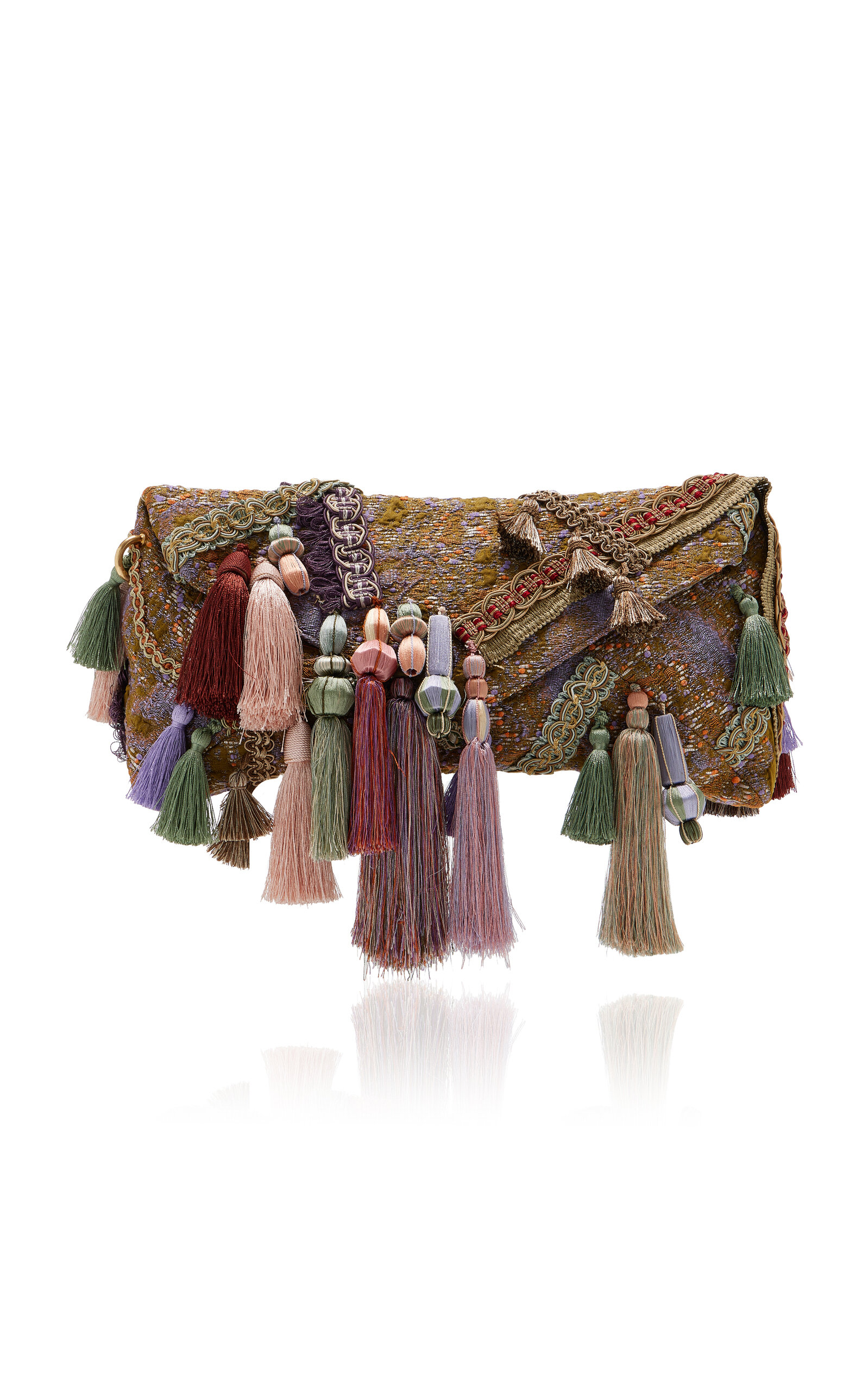 Dries Van Noten Tasseled Jacquard Clutch