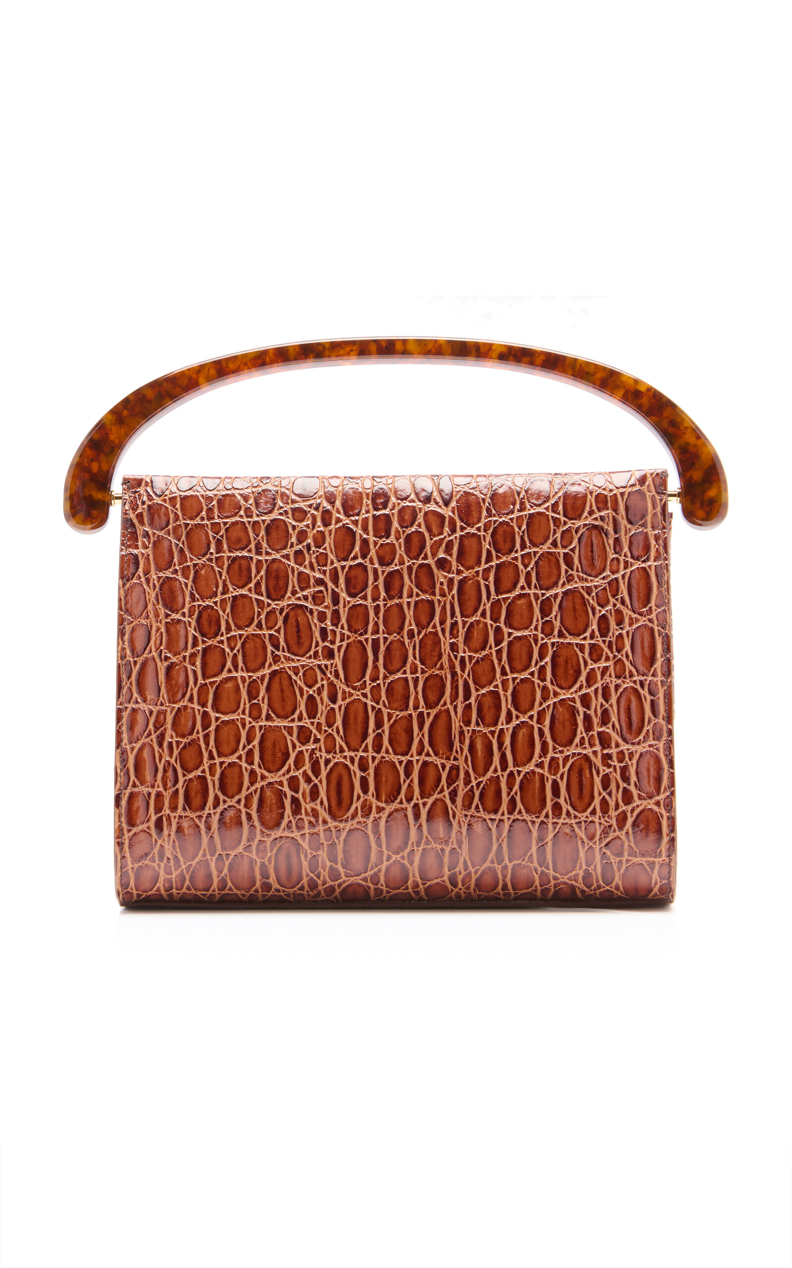 Croc-Embossed Leather Top Handle Bag