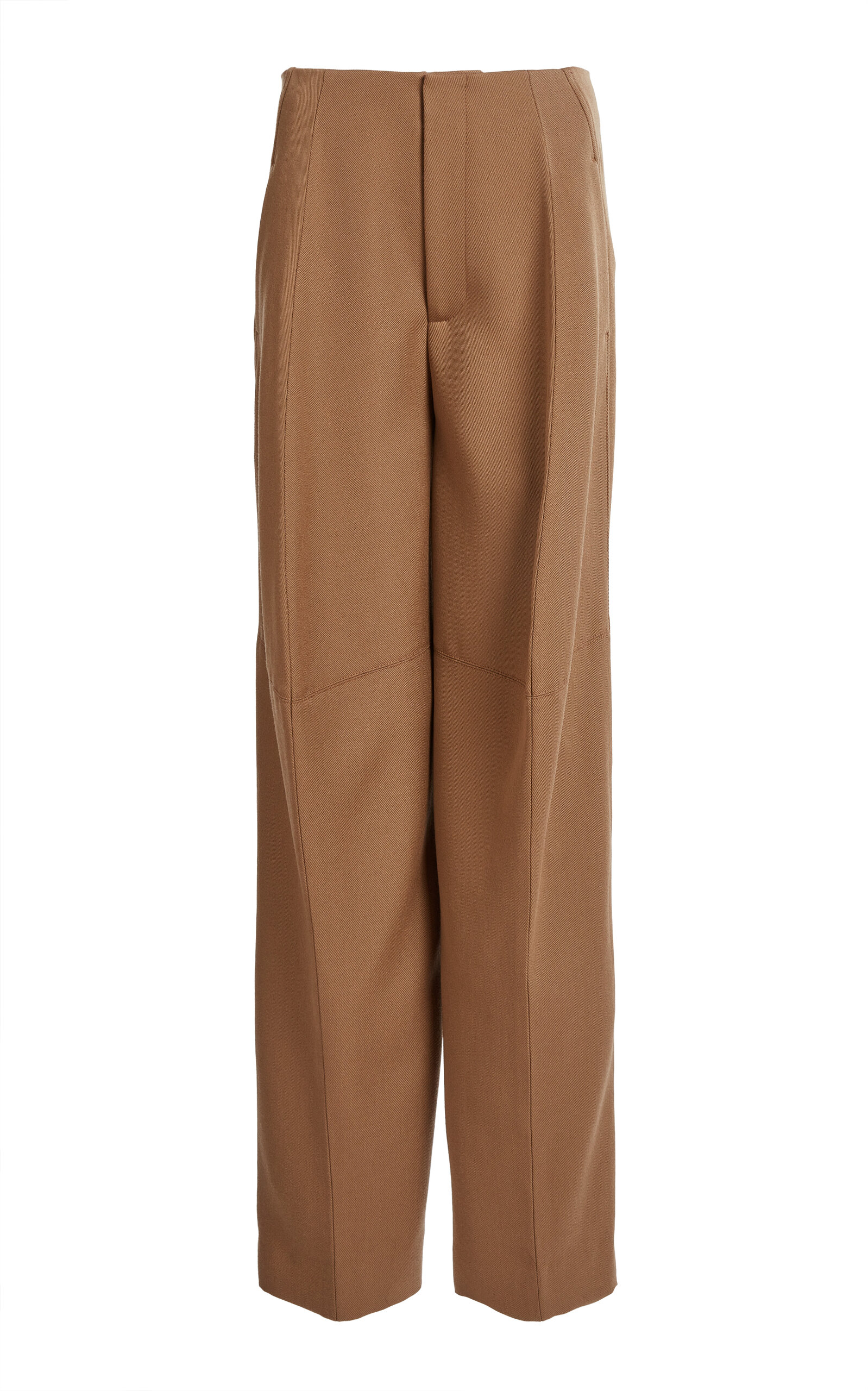 Victoria Beckham Sculptural Leg Wool Trouser In Brown