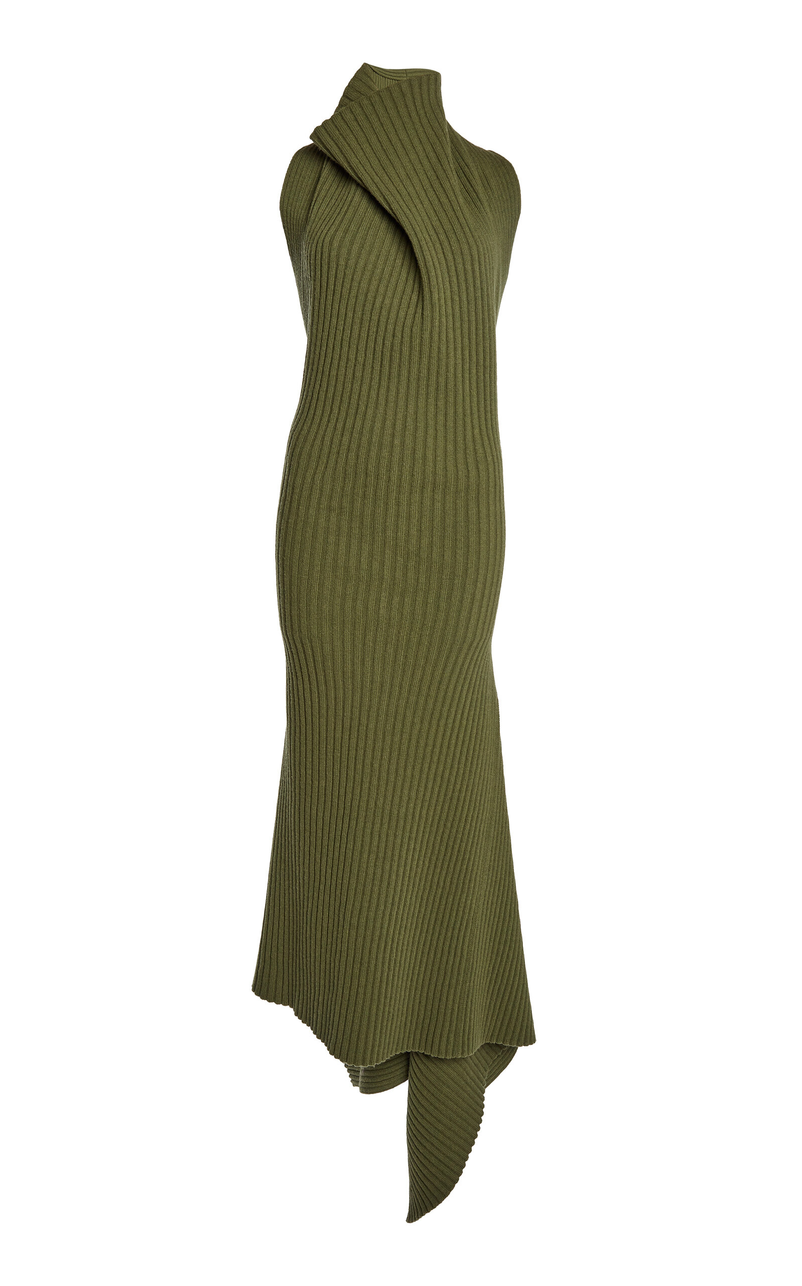 Victoria Beckham Asymmetric Wool-Blend Maxi Dress