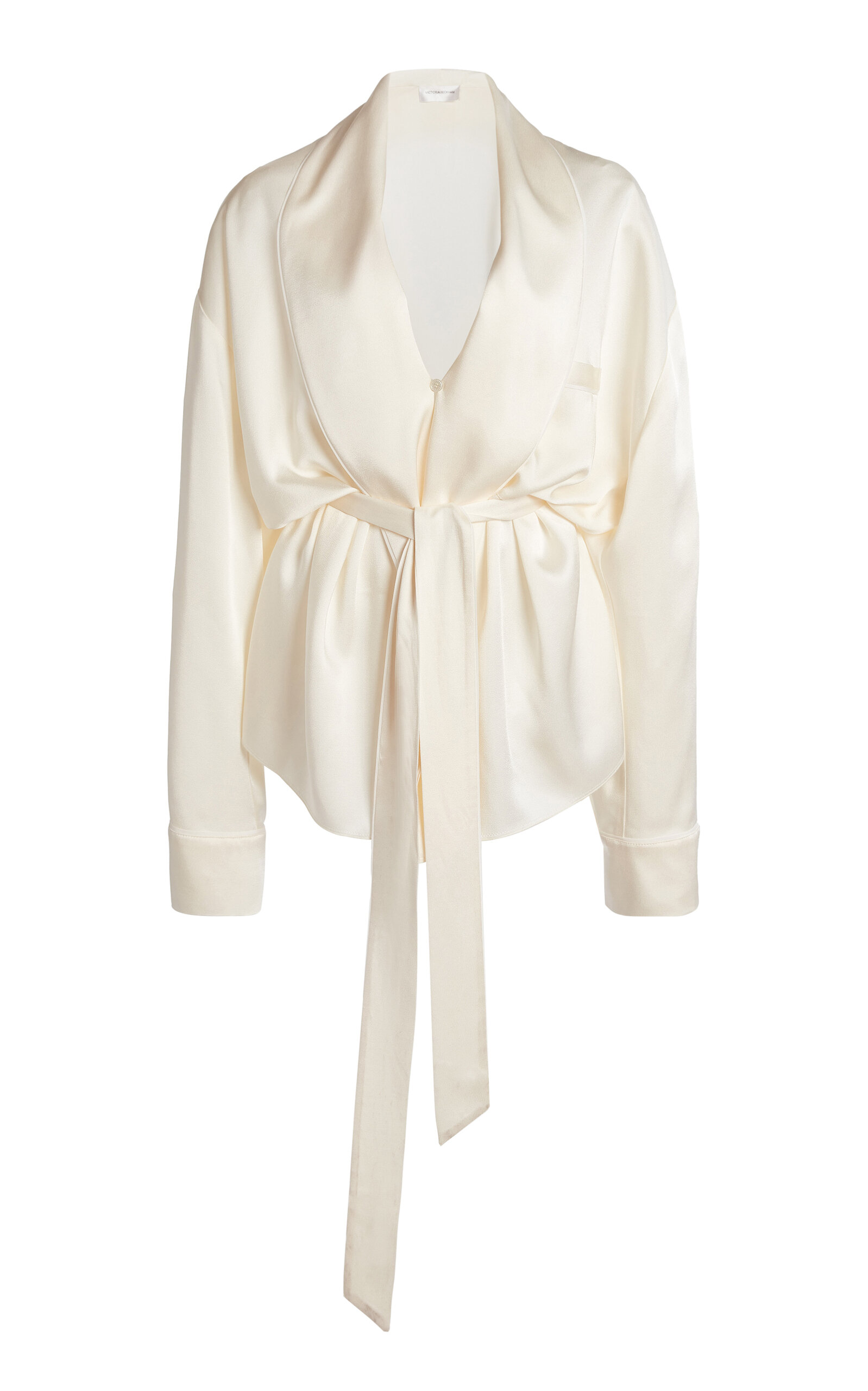 Victoria Beckham Wrapped Satin Pajama-Style Top