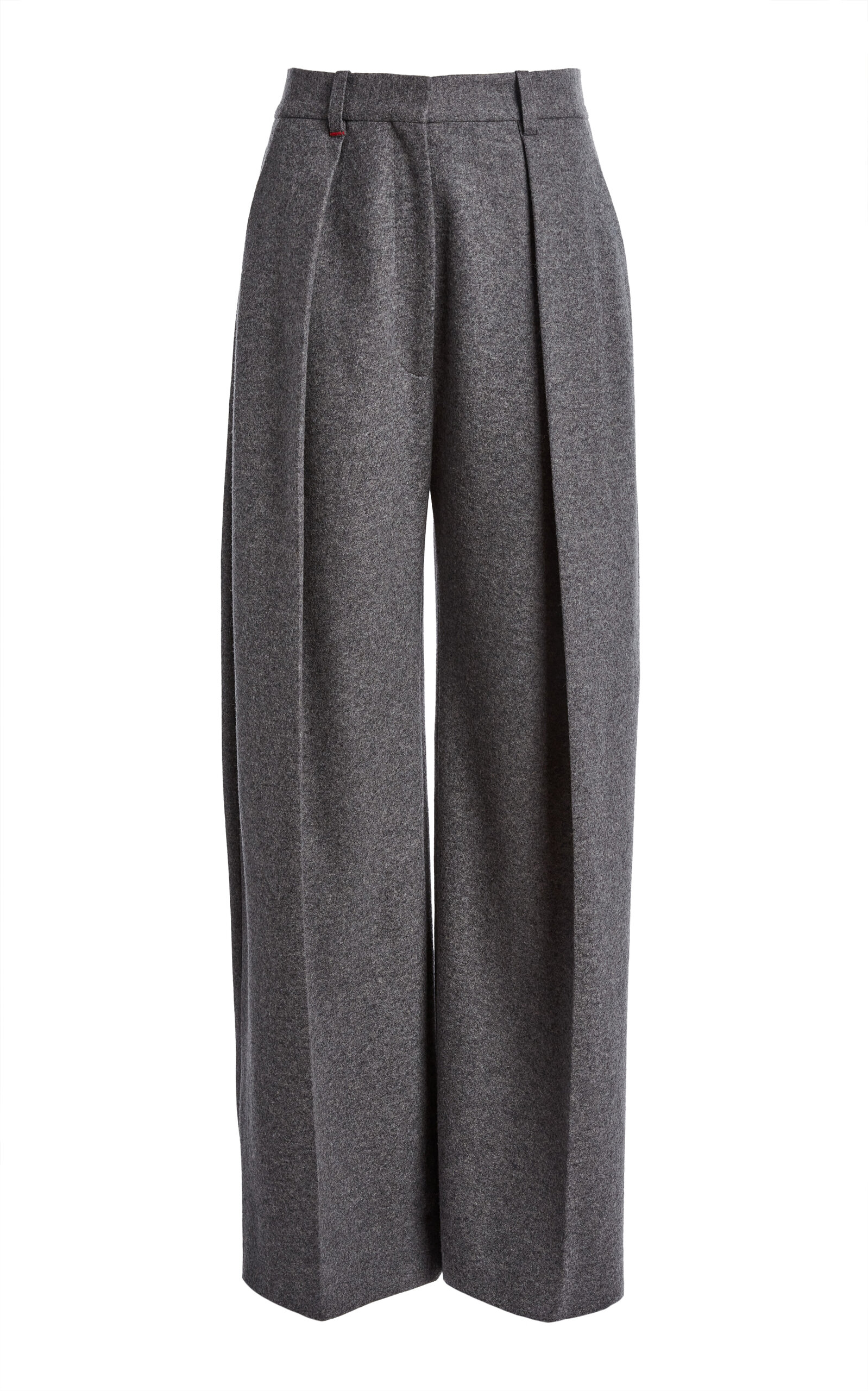 Victoria Beckham Wide Leg Wool Trouser In Grey
