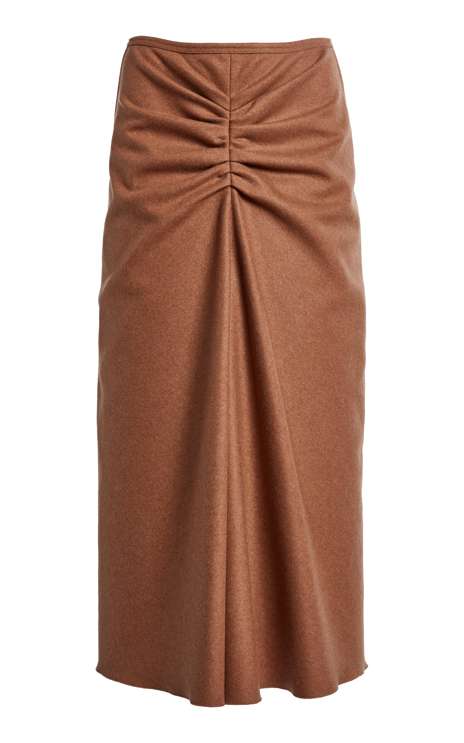 Victoria Beckham Bella Gathered Midi Skirt In Khaki