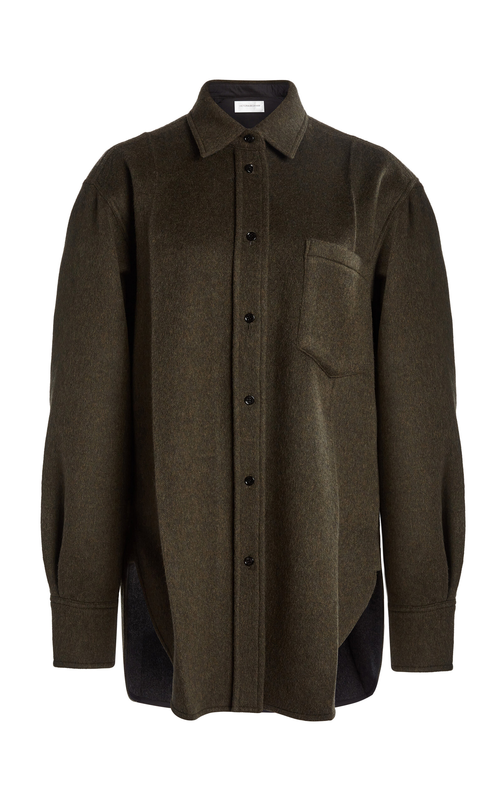 Victoria Beckham Pajama Wool Shirt In Olive