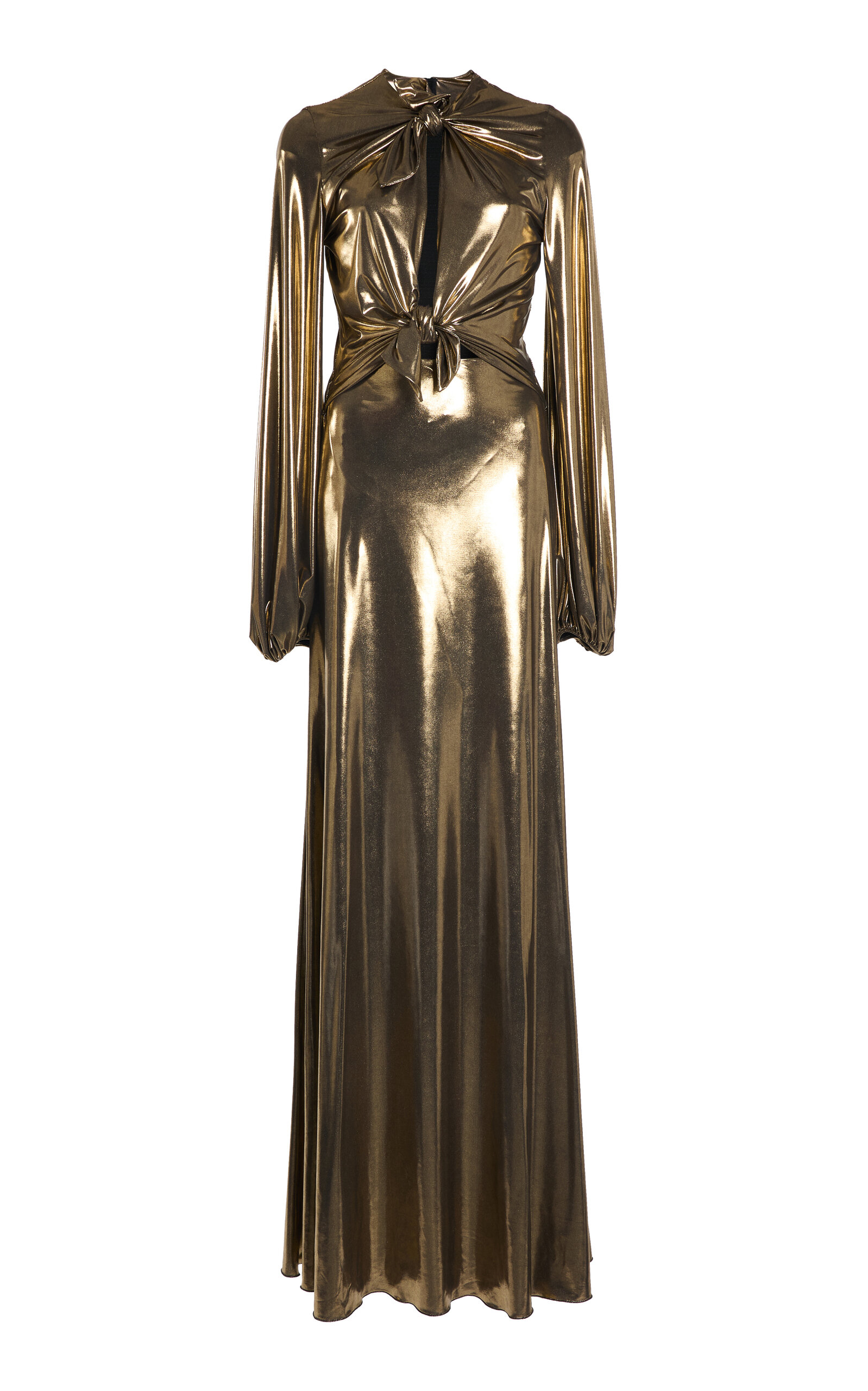 Giambattista Valli Cutout Metallic Gown In Gold