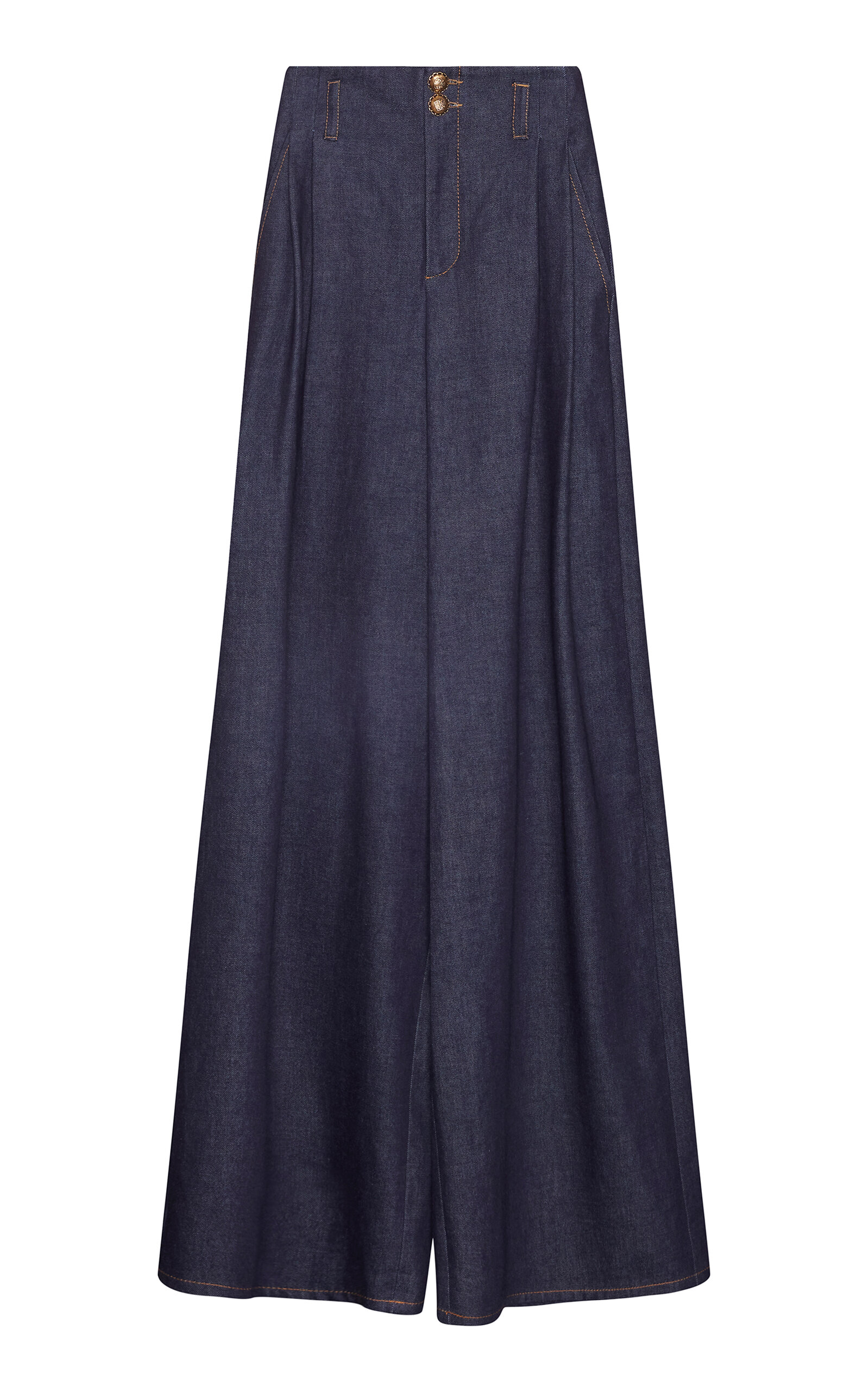 Zimmermann Hypnotic Denim Tailored Cotton Blend Pant In Dark Wash