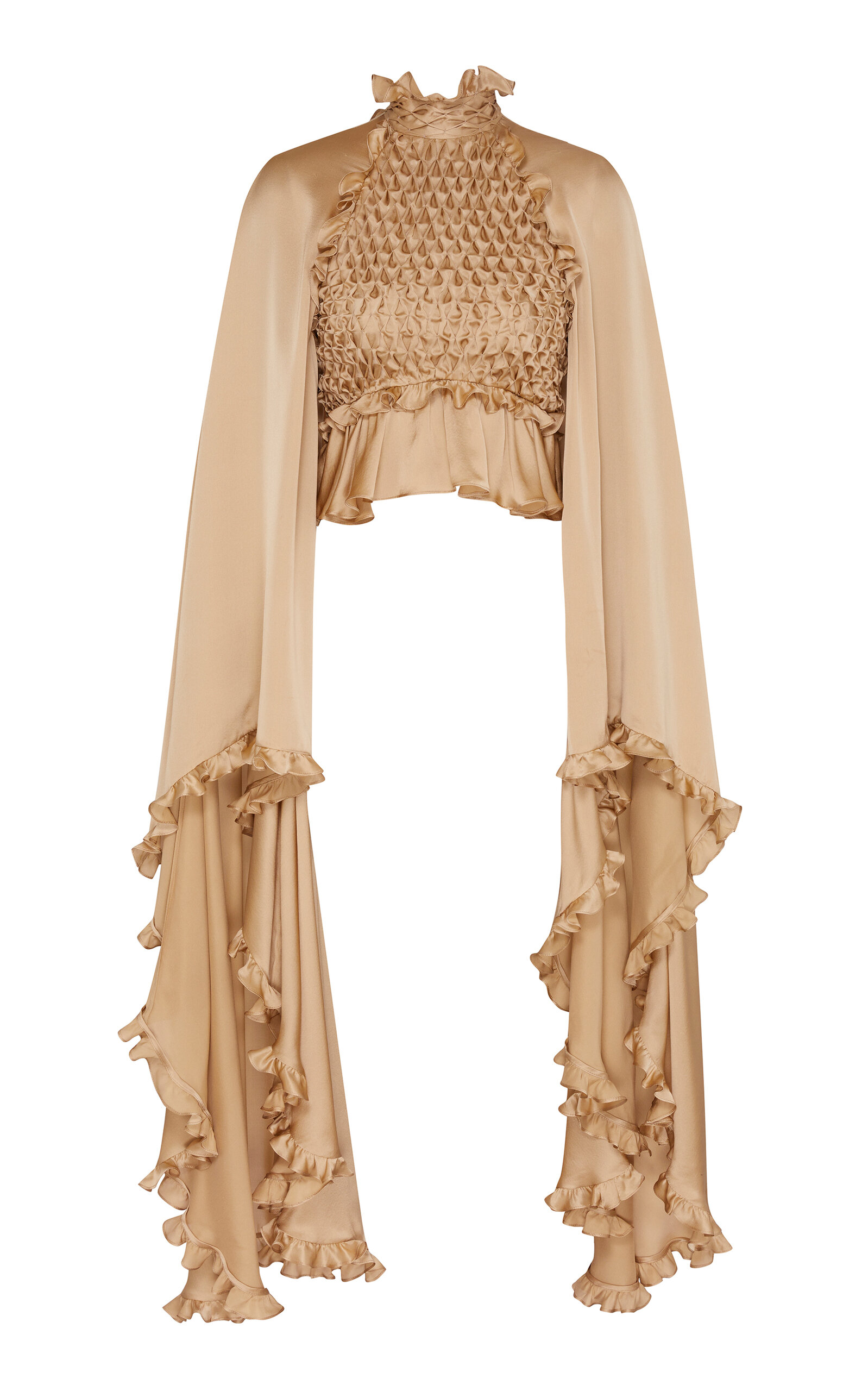 Zimmermann Hypnotic Smocked Satin Silk Bodice In Gold | ModeSens