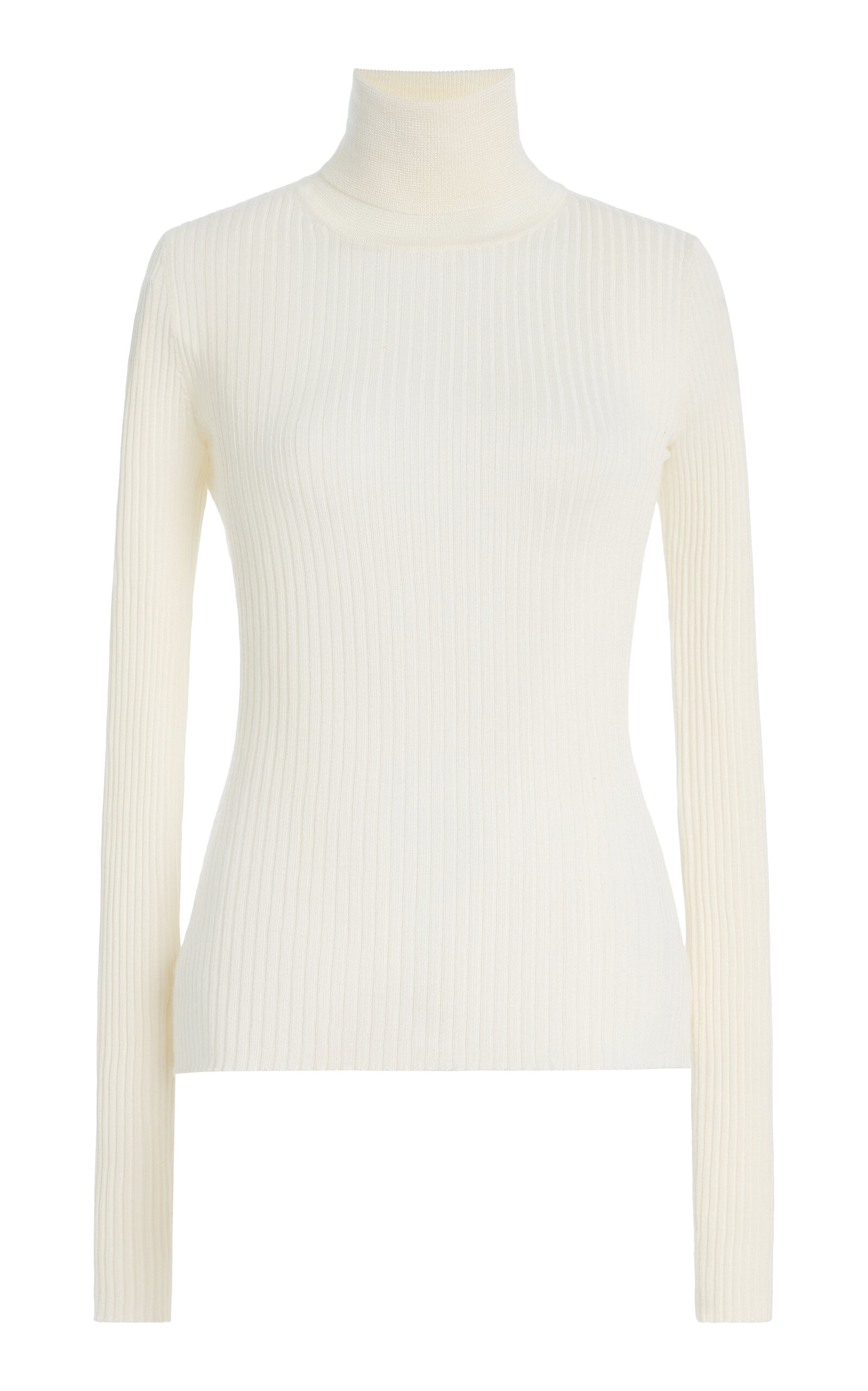 Gabriela Hearst Peppe Ribbed Cashmere-Silk Turtleneck Top