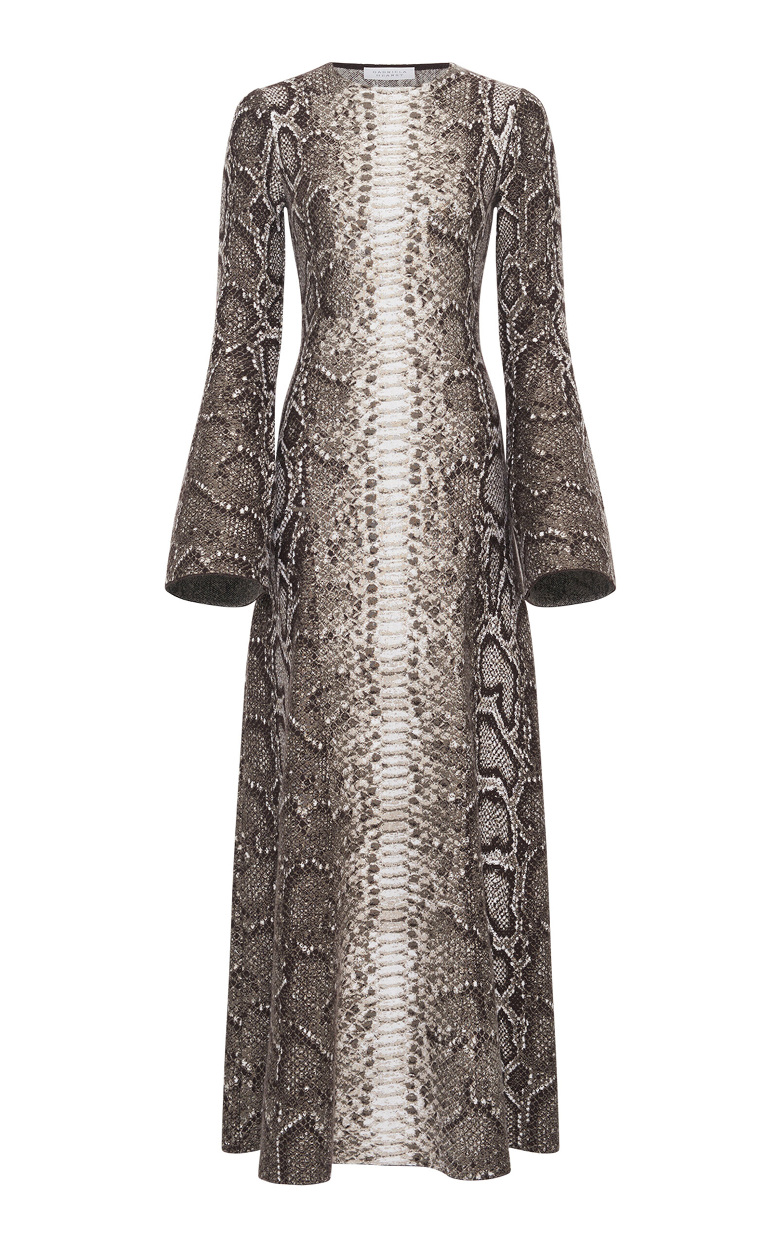 Gabriela Hearst Aalia Snake-printed Cashmere-silk Maxi Dress In Grey