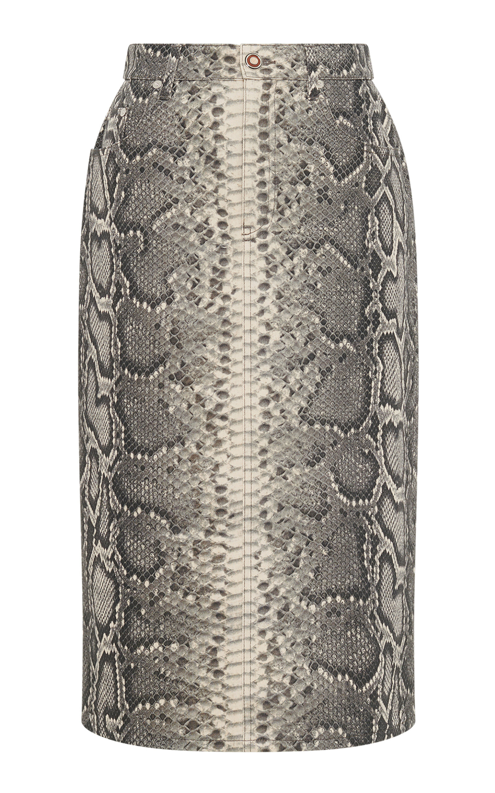 Gabriela Hearst Adalaide Snake-printed Denim Midi Skirt In Grey