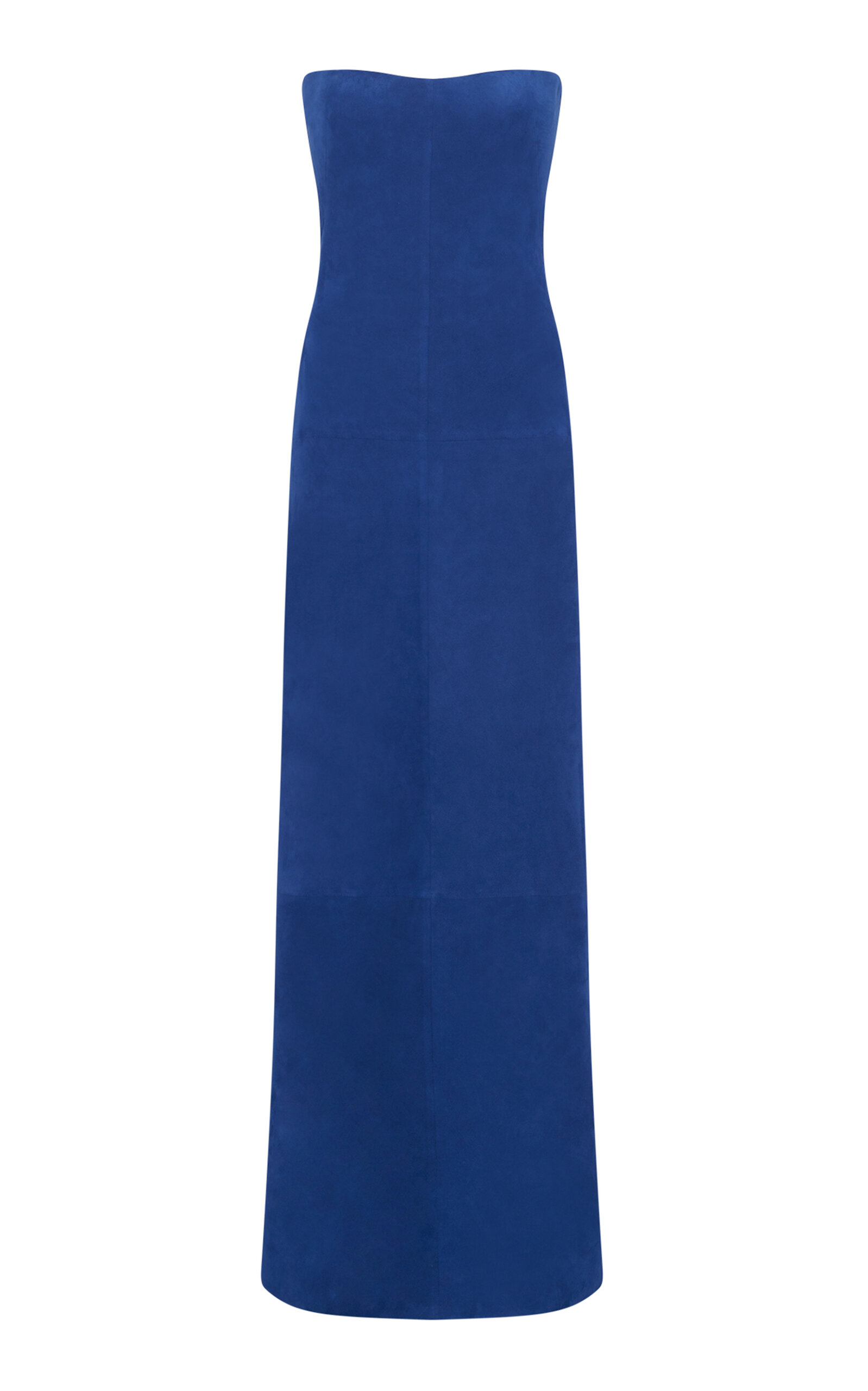 Gabriela Hearst Ivara Strapless Maxi Dress In Cobalt Suede In Blue