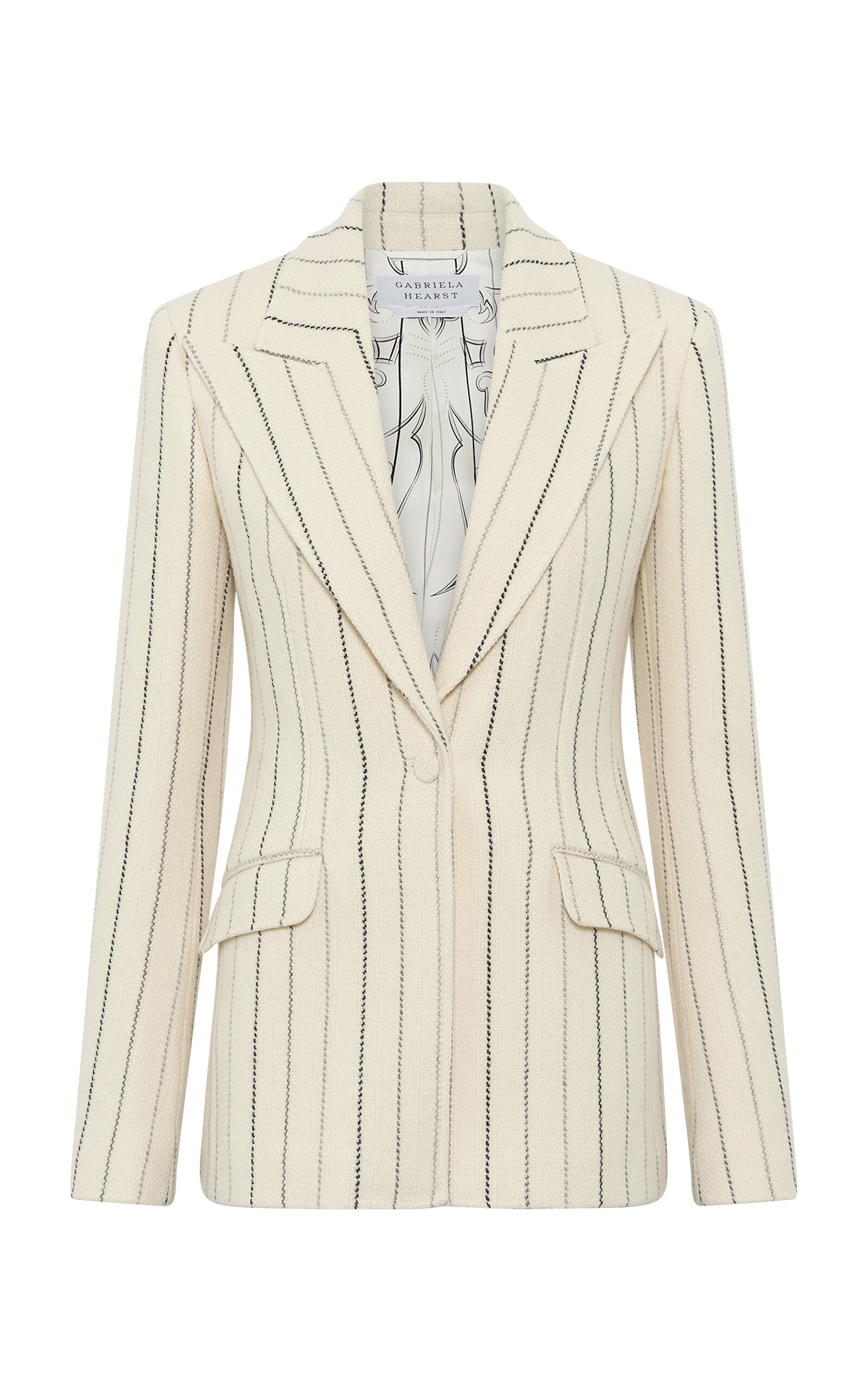 Gabriela Hearst Leiva Blazer In Ivory Multi Pinstripe Wool Cashmere In Ivory