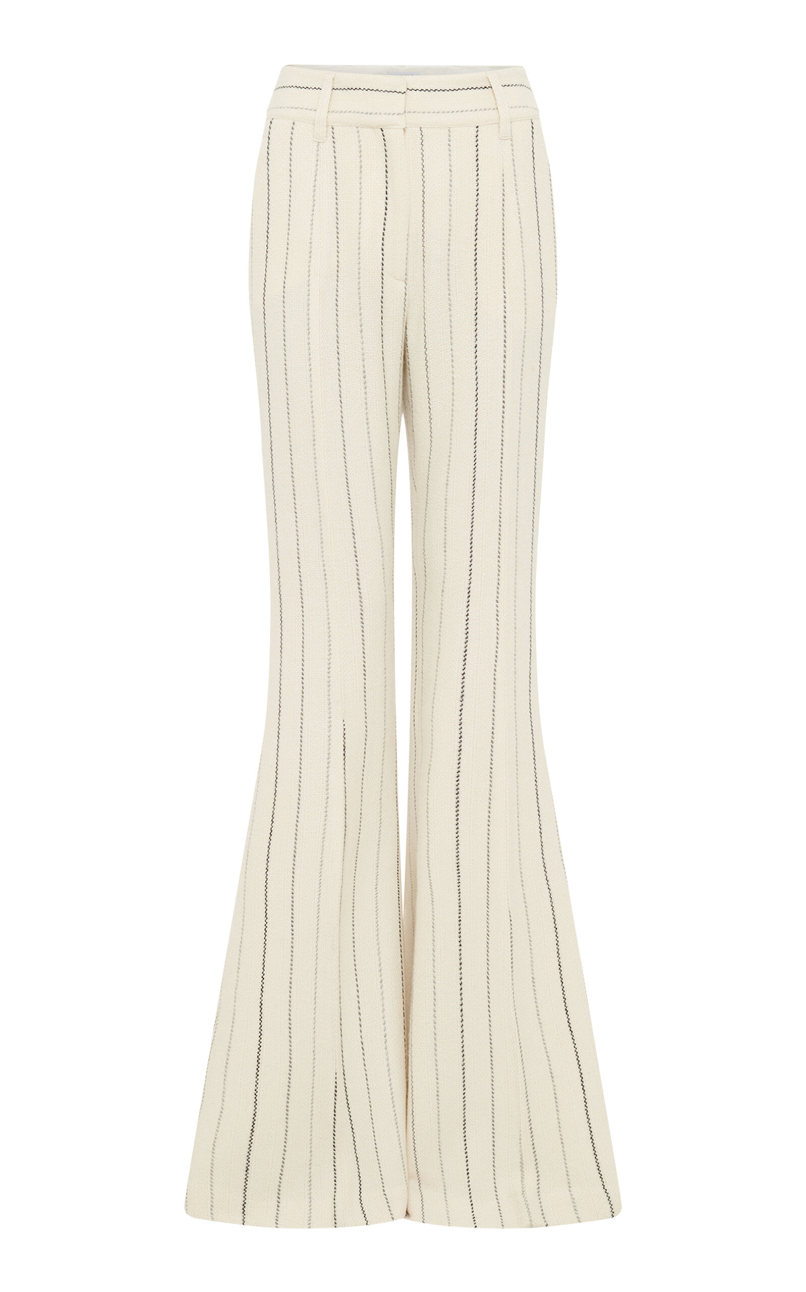 Gabriela Hearst Rhein Striped Wool-cashmere Flared Pants In Ivory