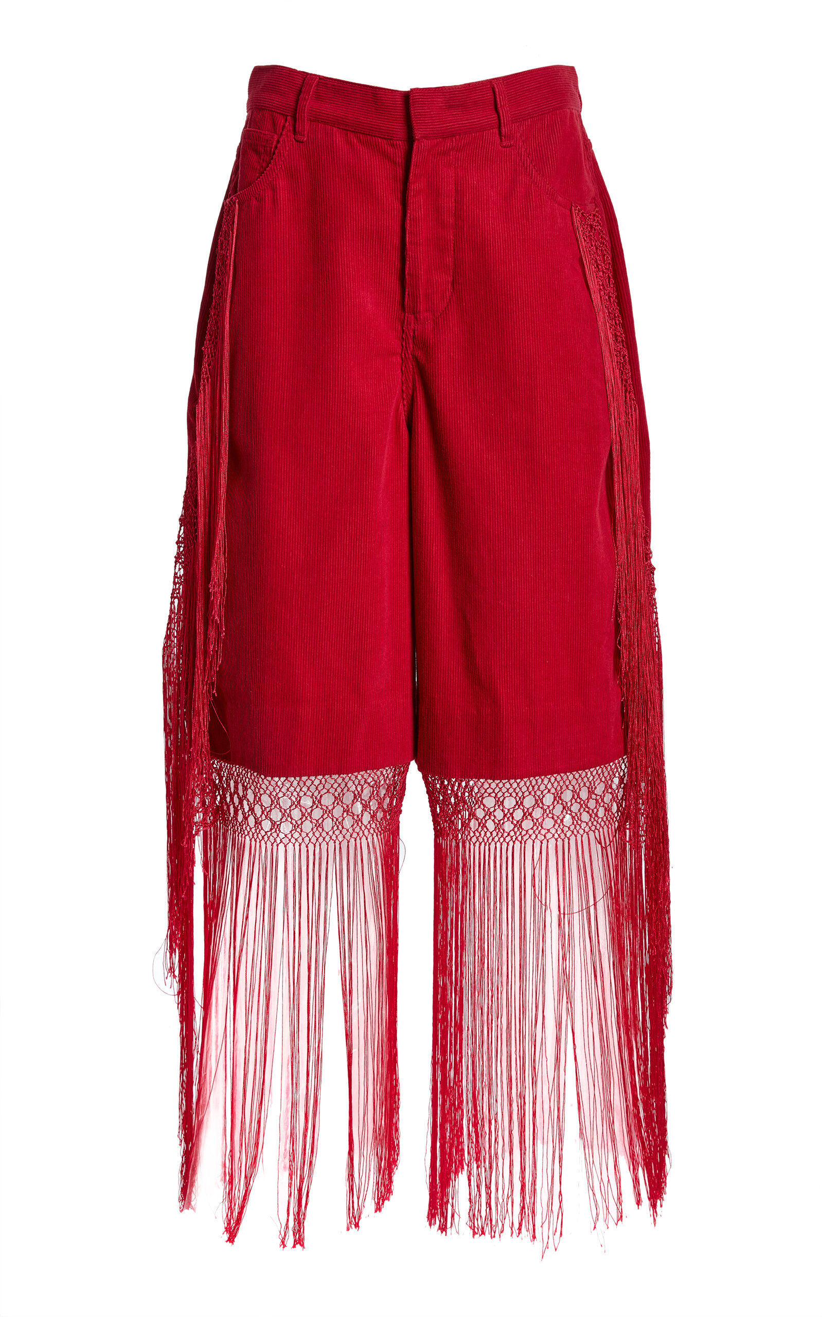 Christopher Esber Macrame Fringed Corduroy Cropped Jeans - Women's Bags