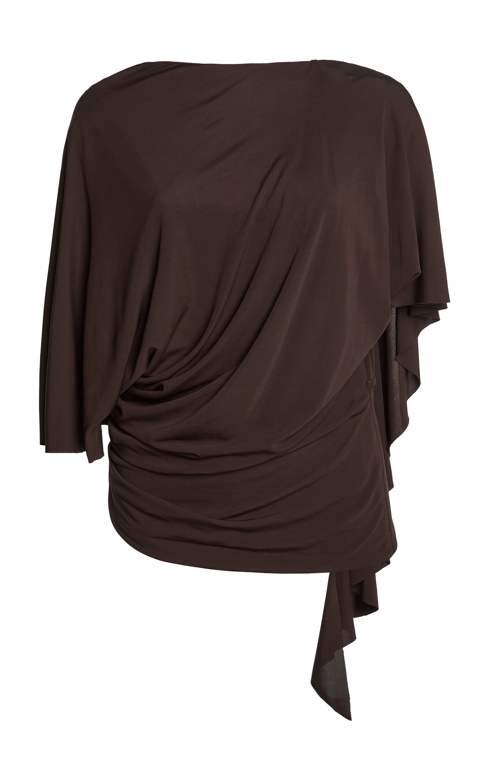 Christopher Esber Fluted Backless Jersey Top In Brown
