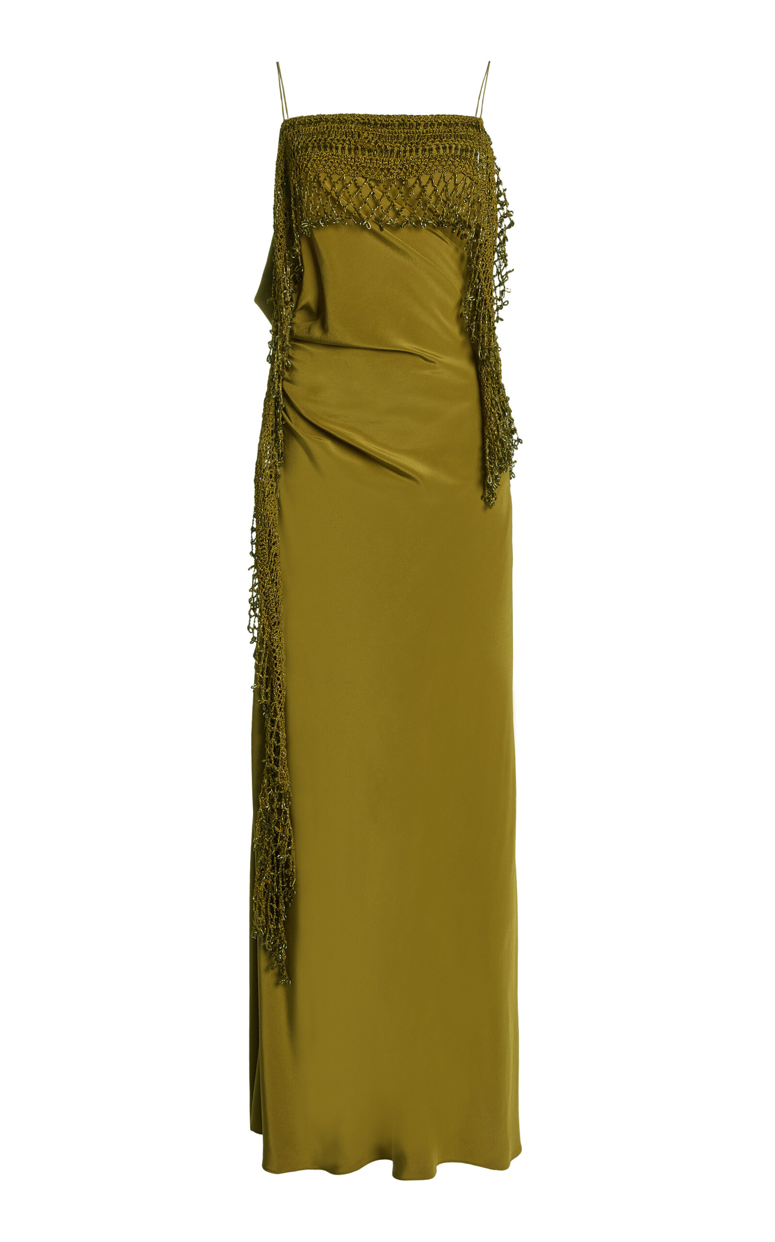 Christopher Esber Droplet Bead Crochet Trimmed Silk Midi