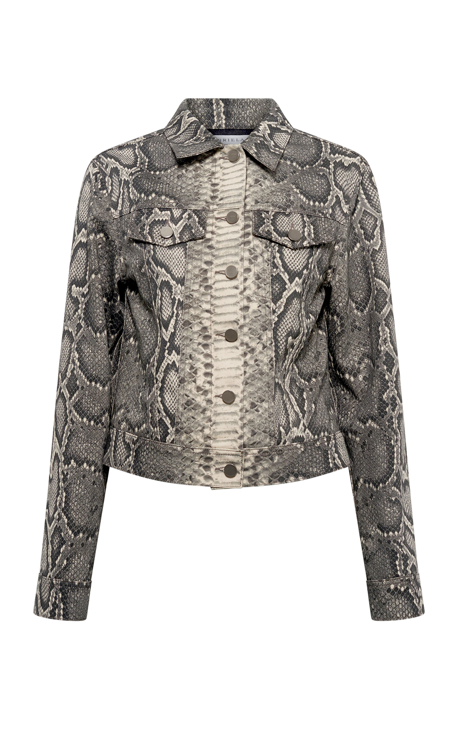Gabriela Hearst Bronte Snake-printed Denim Jacket In Grey