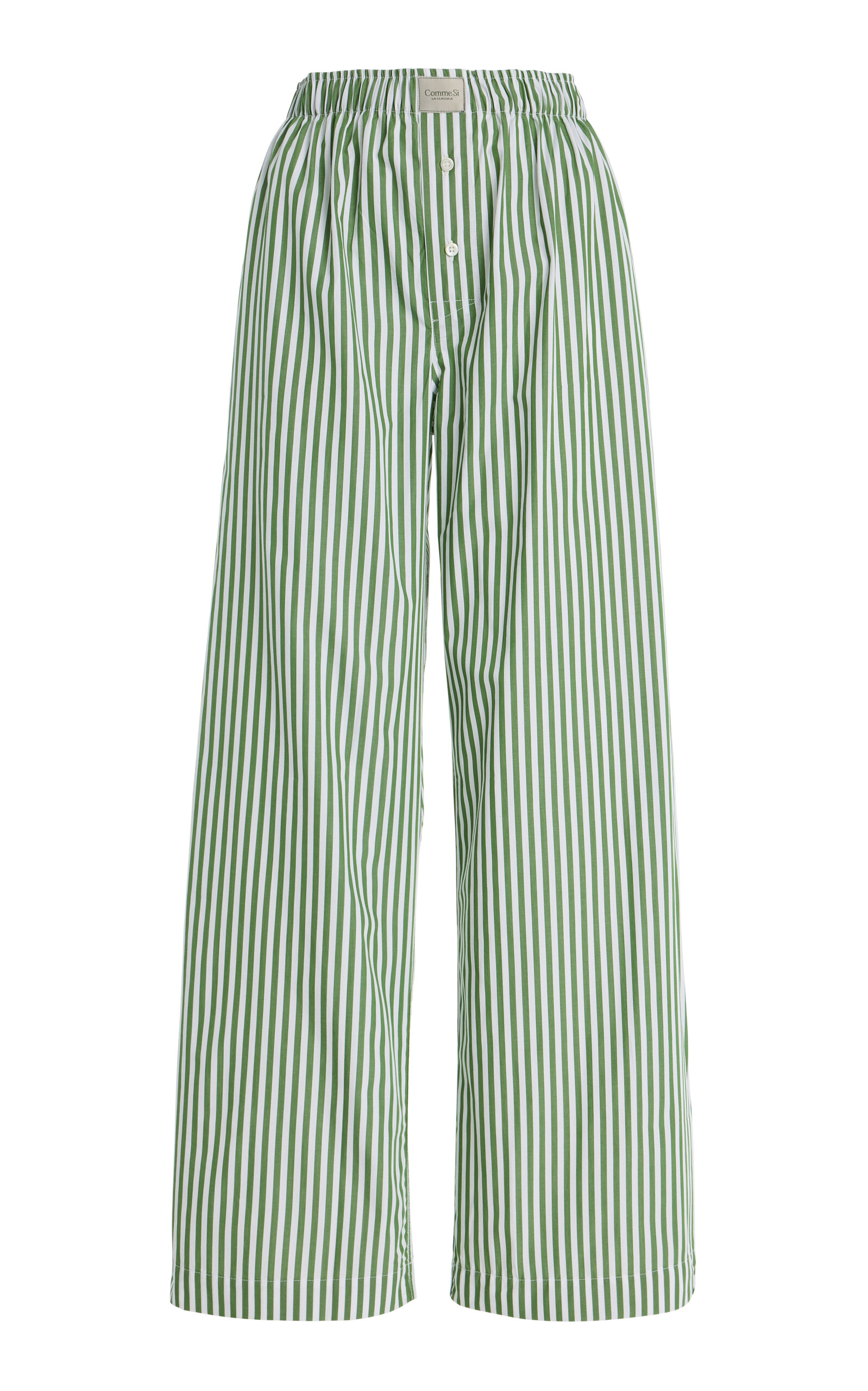 Comme Si La Boxer Alta Striped Cotton-poplin Pants In Green