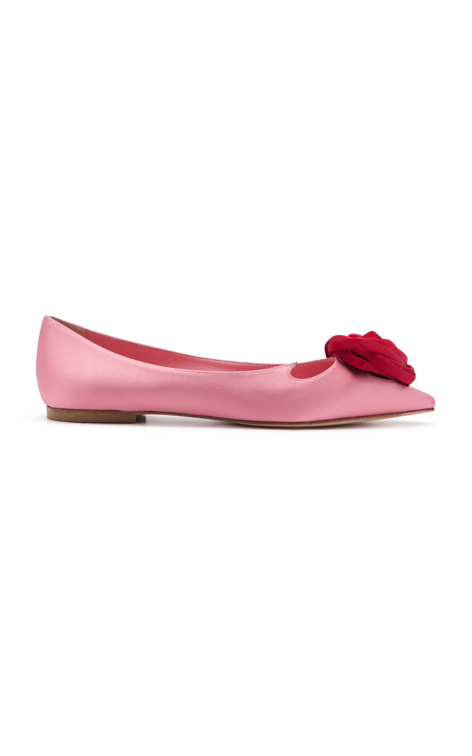 Roger Vivier I Love Vivier Rose Satin Ballet Flats - Women's Shoes