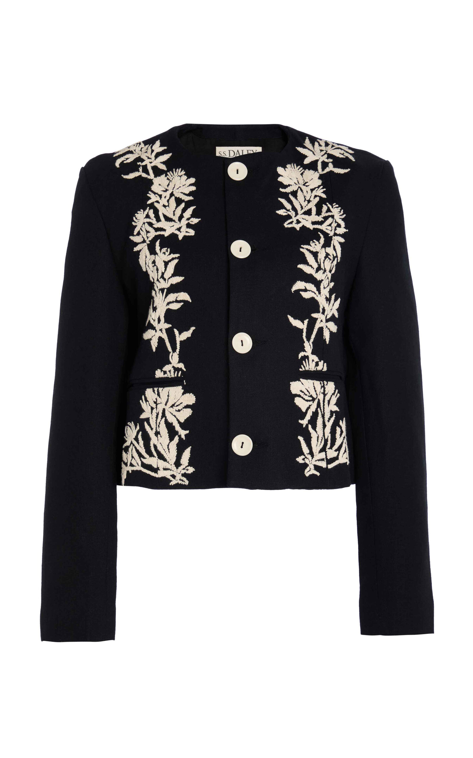 S.s. Daley Ophelia Embroidered Cropped Jacket In Black