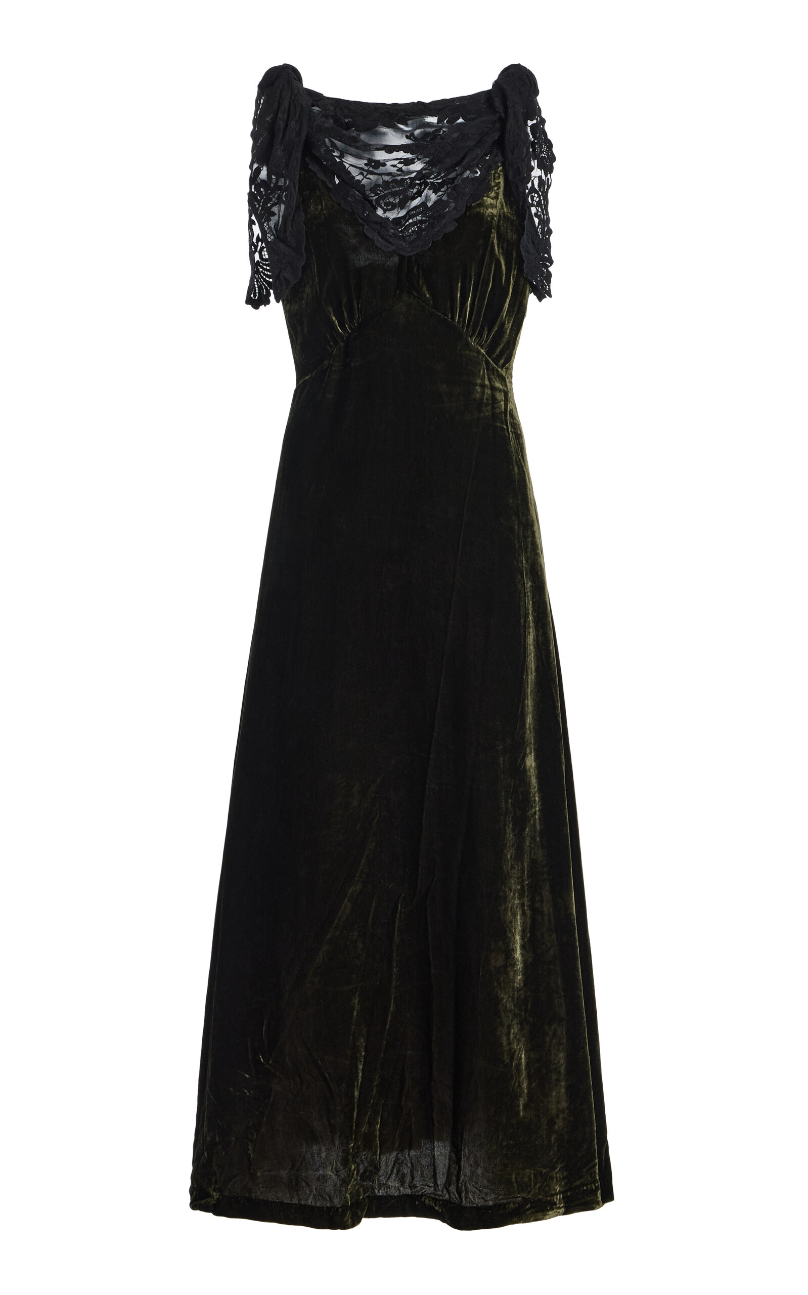 Sea Norabelle Lace-Detailed Velvet Maxi Dress - Women's Clothing
