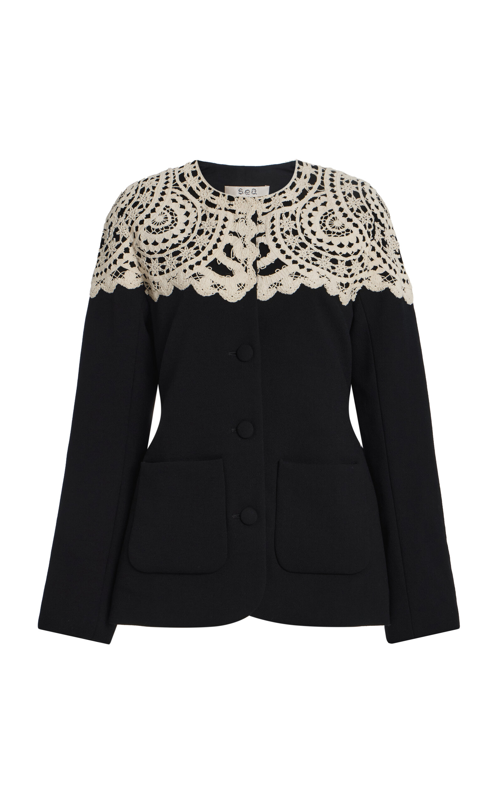 Sea Nara Crochet-Detailed Wool Jacket