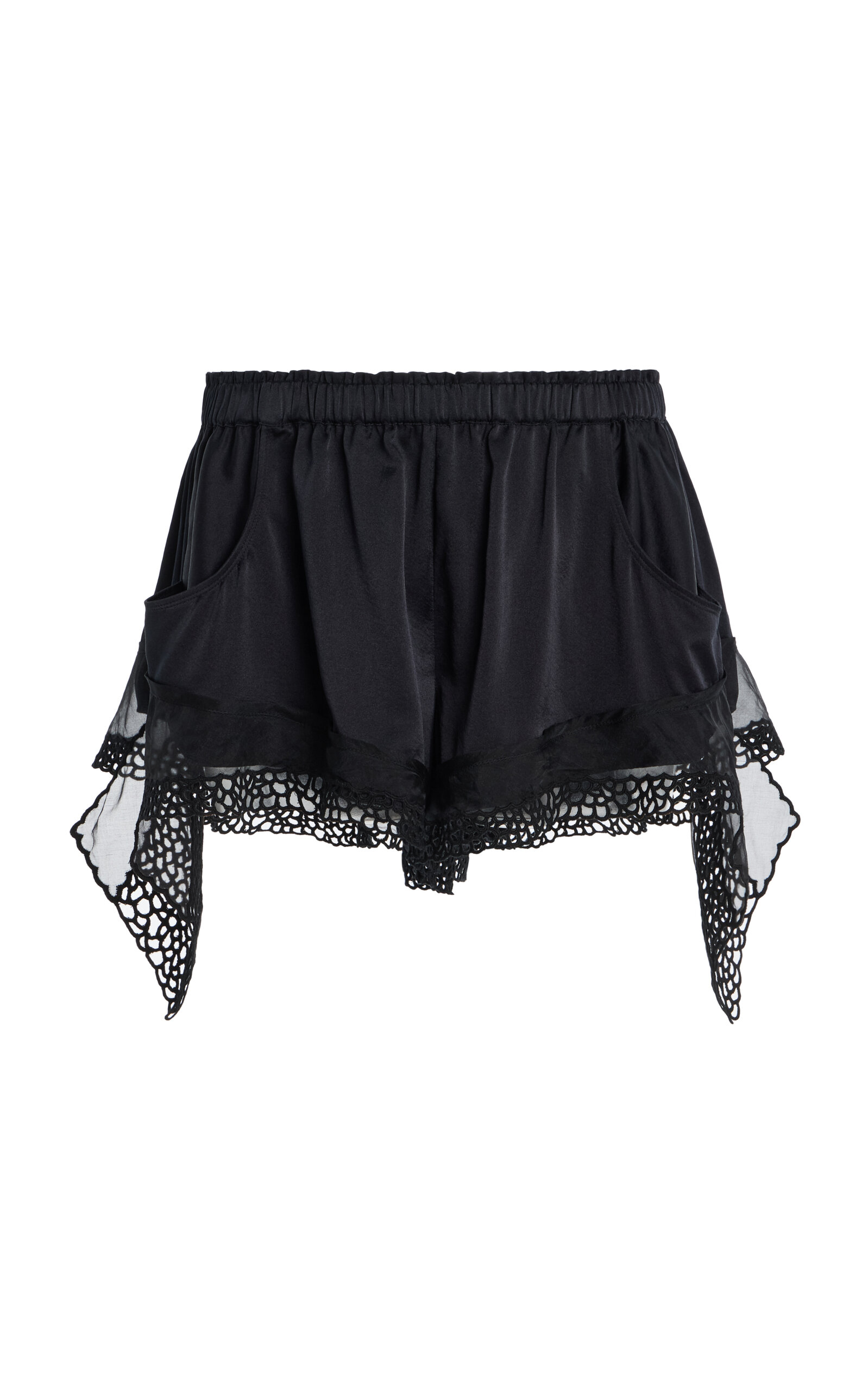 Isabel Marant Ildana Lace-trimmed Stretch Silk-blend Shorts In Black