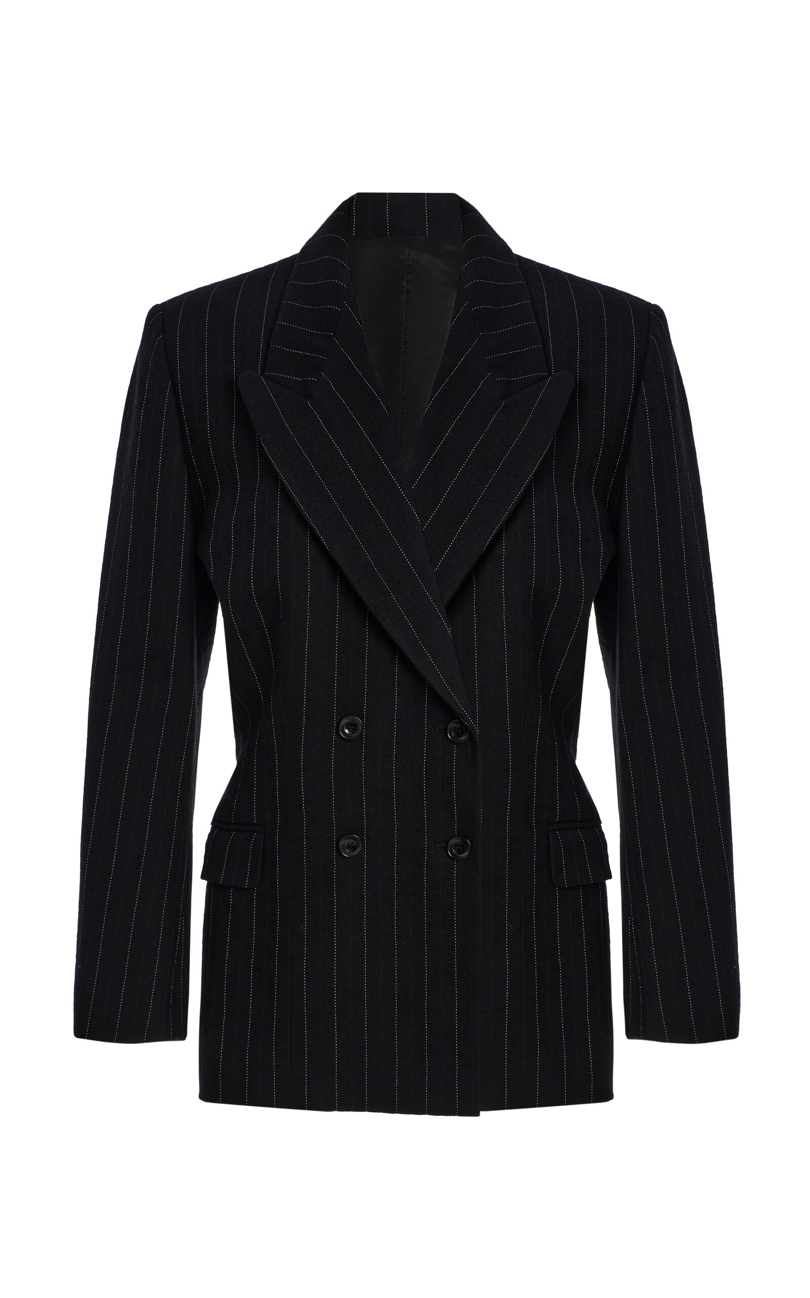 Isabel Marant Maia Double-breasted Pinstriped Cotton-blend Herringbone Blazer In Black