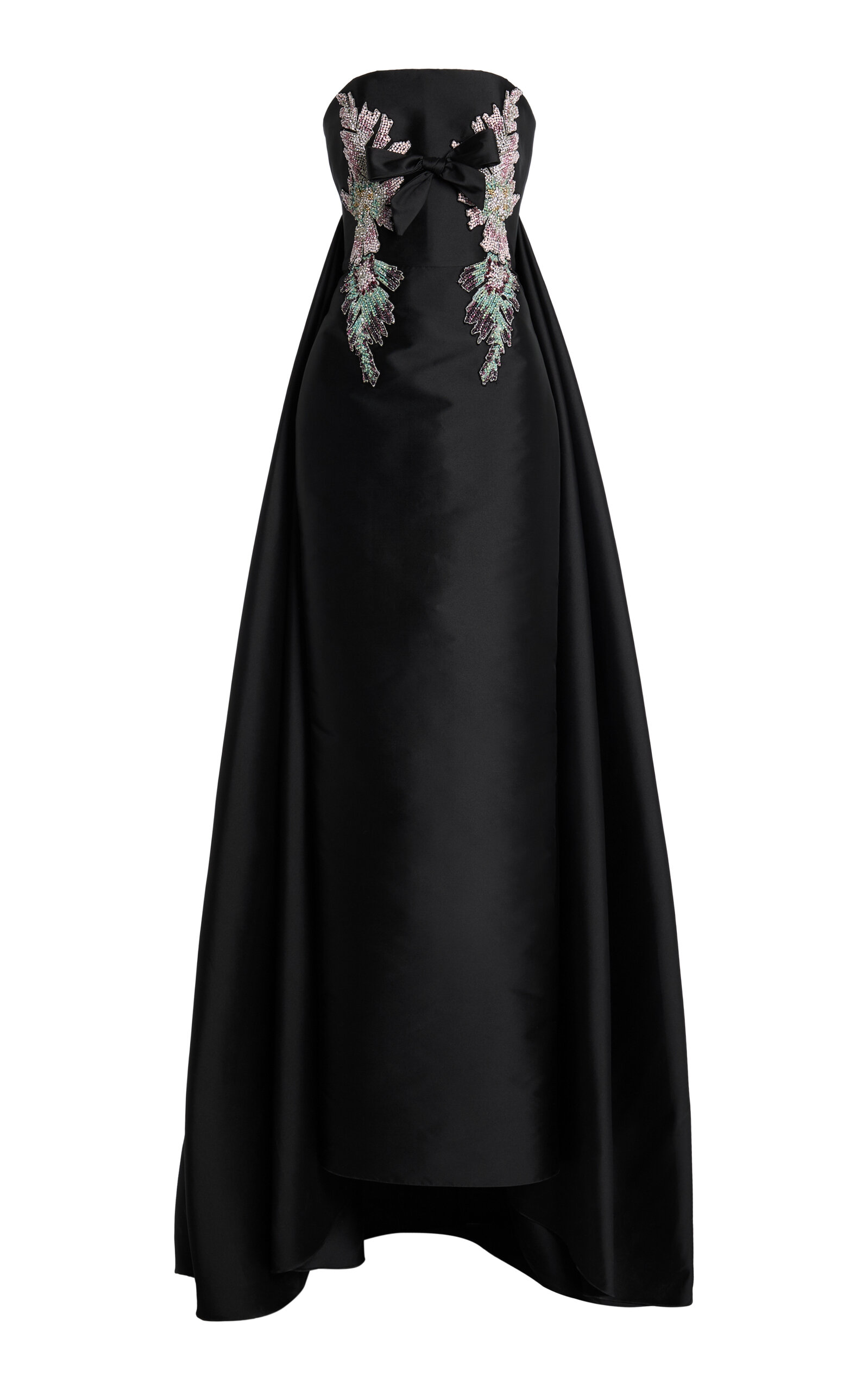 Strapless Embroidered Mikado Dress
