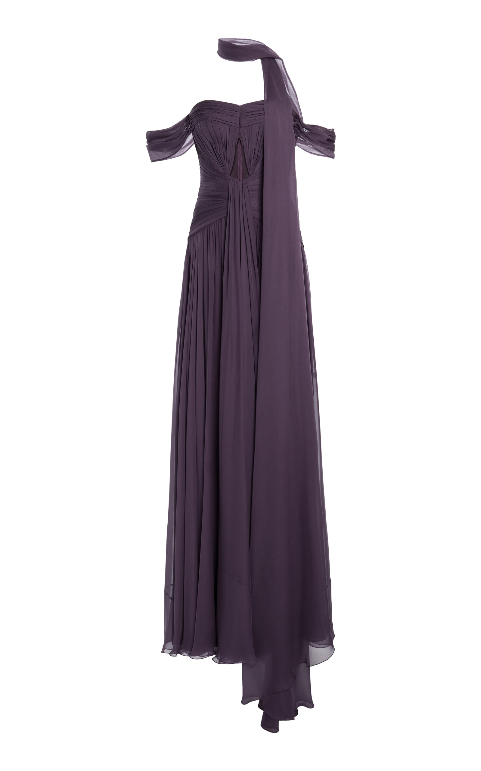 Silk-Chiffon Off-The-Shoulder Gown