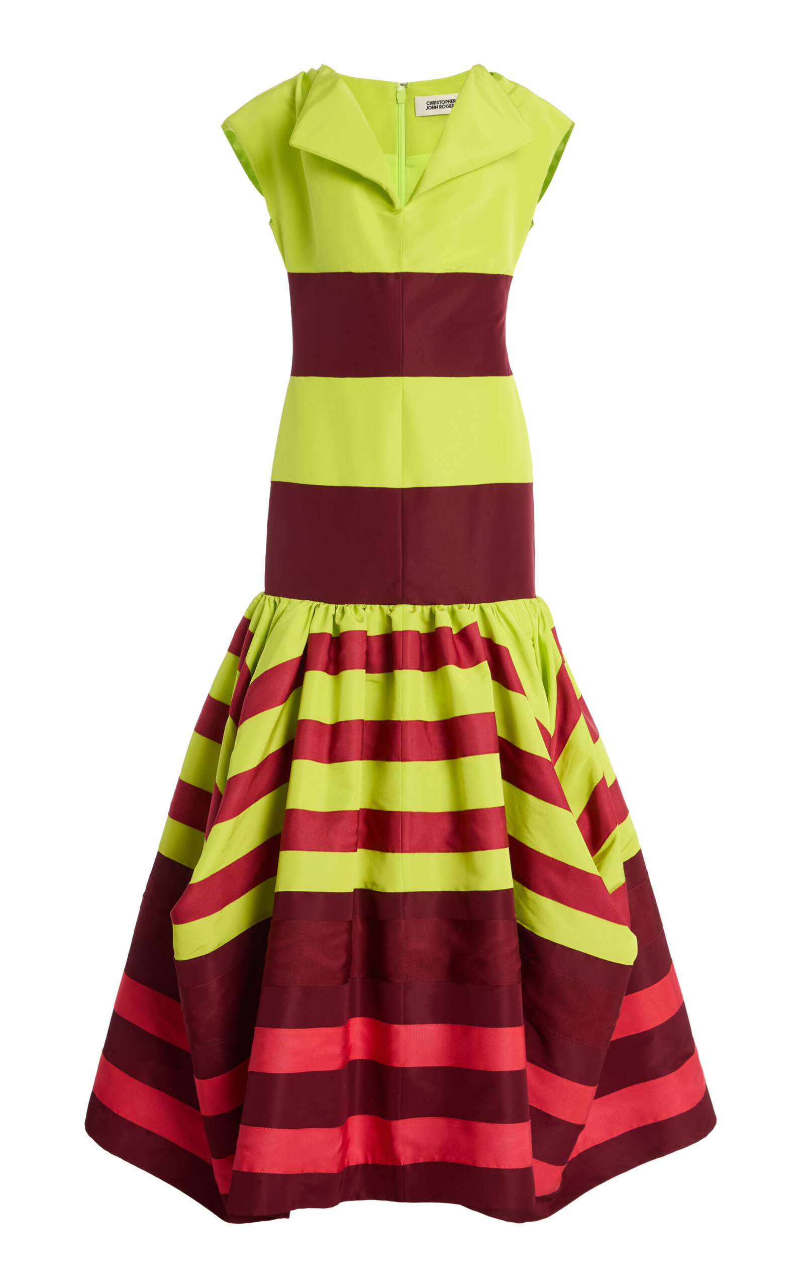 Christopher John Rogers Colorblocked Silk Umbrella Gown