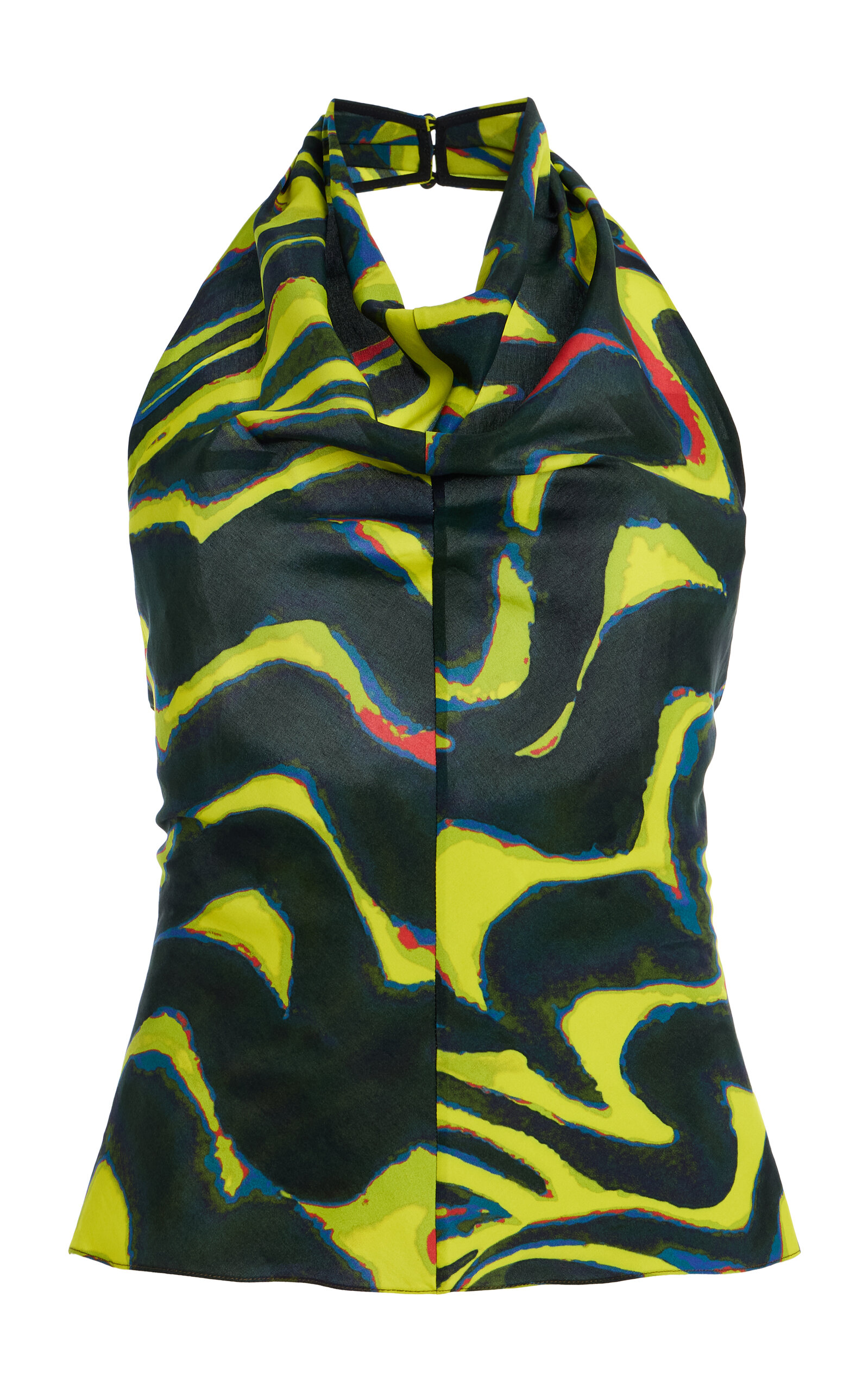 Christopher John Rogers Printed Jersey Cowl-Neck Halter Top - Women's Clothing